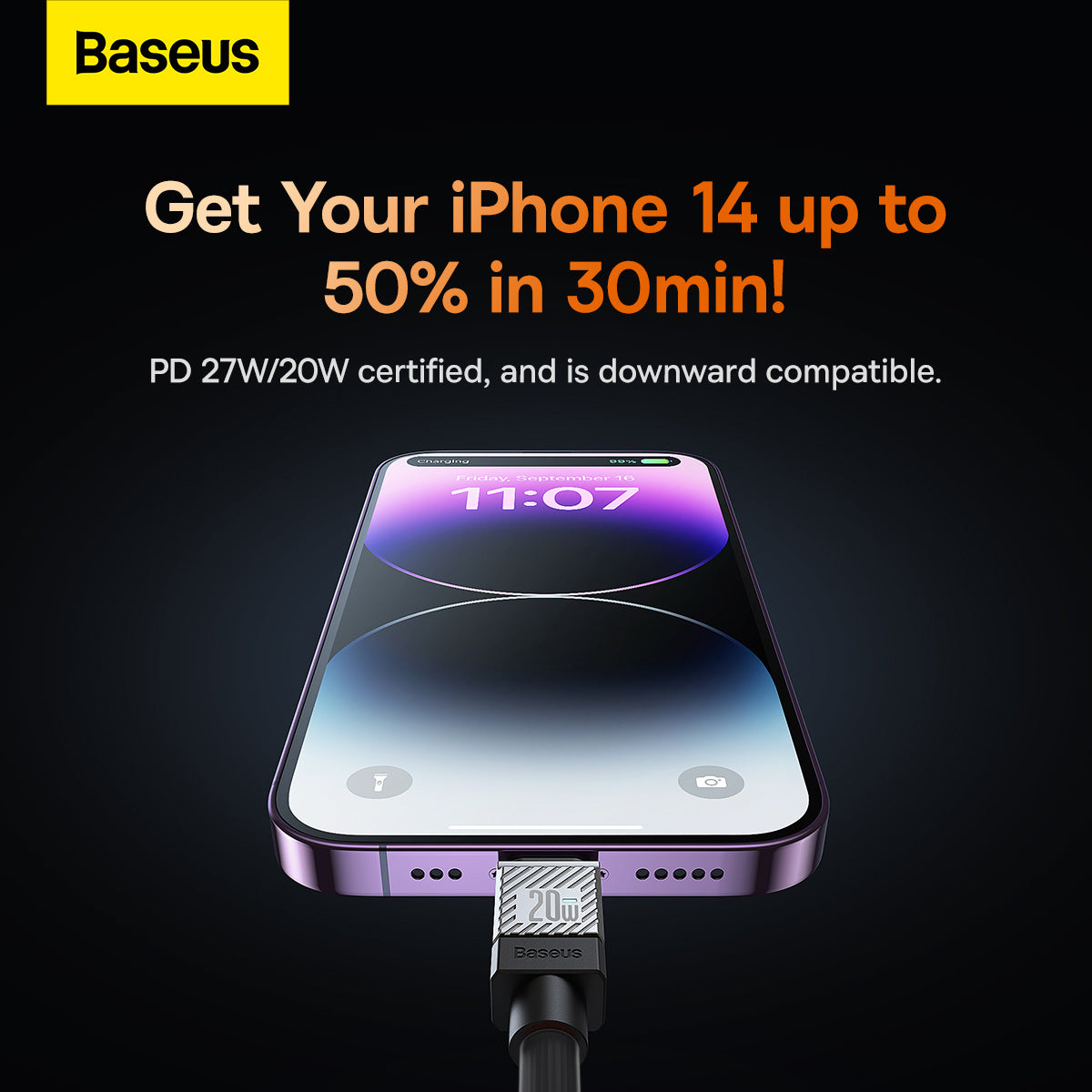 Baseus CoolPlay Series Fast Charging Cable Type-C to iPhone 20W 1m Black