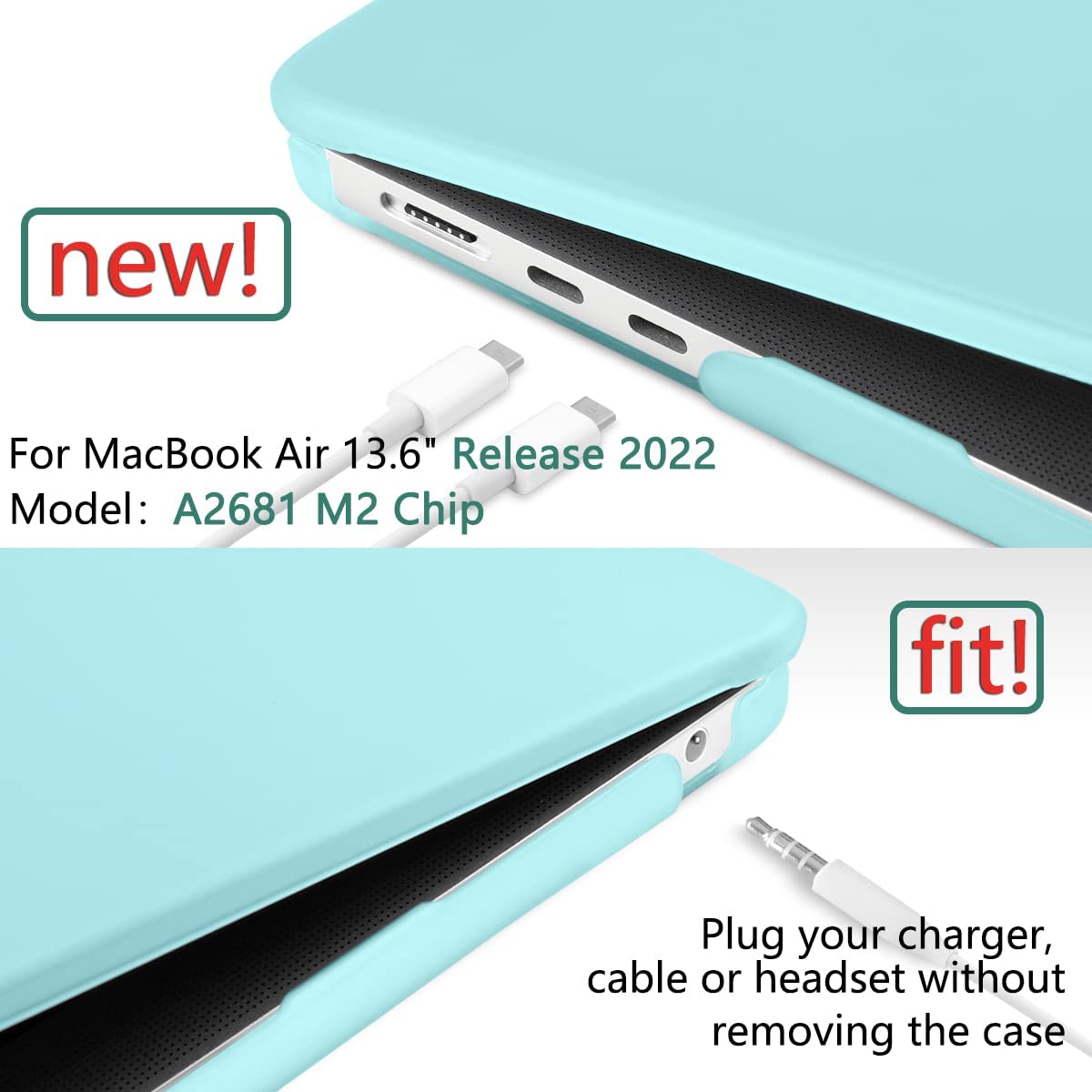 MacBook Air 13 (M4, 2025) A3240 Matte Hard Case [Turquoise]