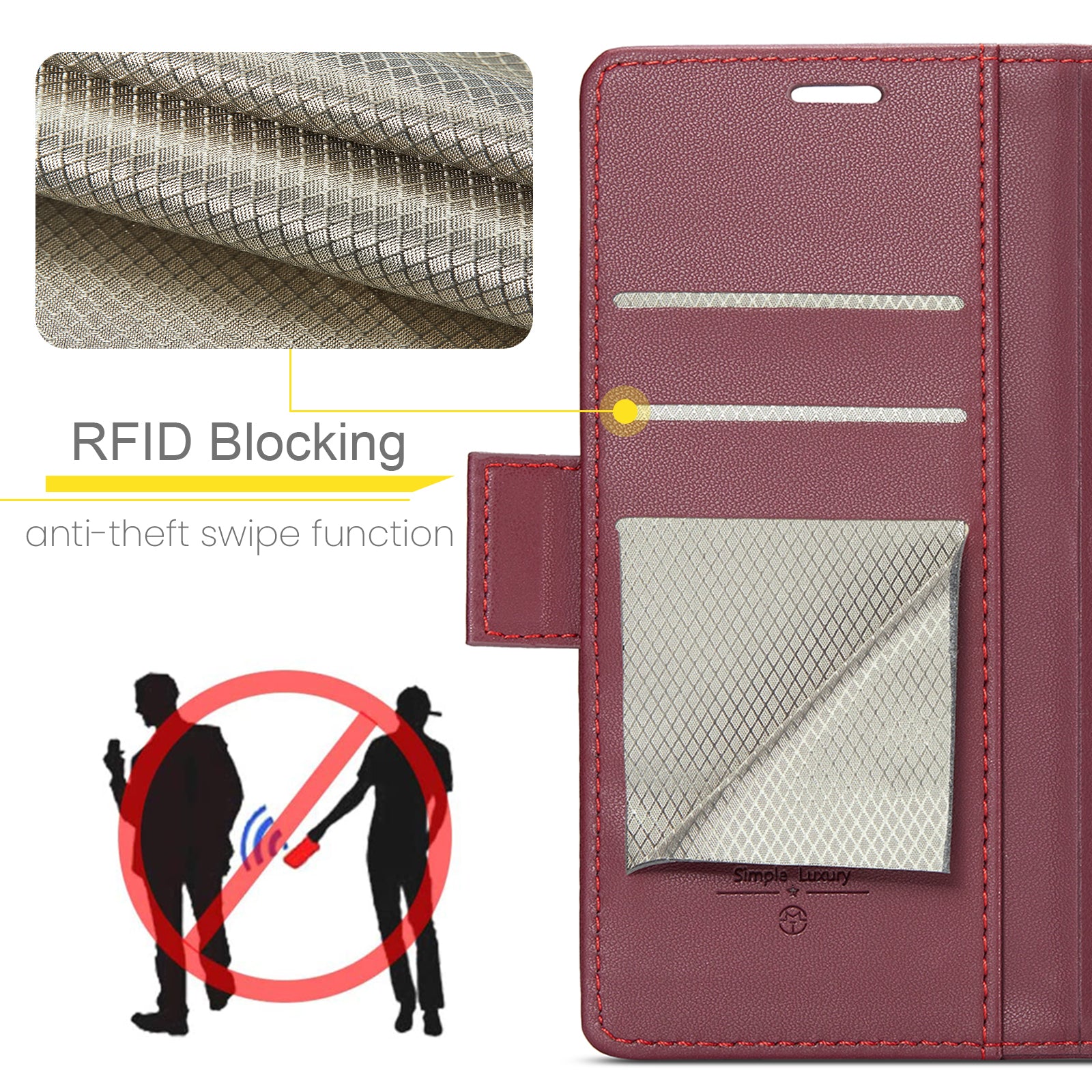 iPhone 14 CaseMe 023 Wallet Flip Cover, RFID Protection, Card Holder