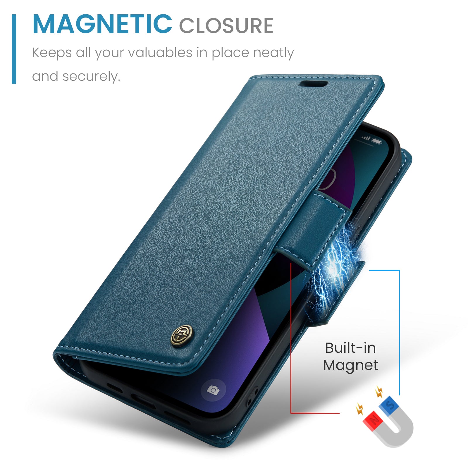 iPhone 14 CaseMe 023 Wallet Flip Cover, RFID Protection, Card Holder