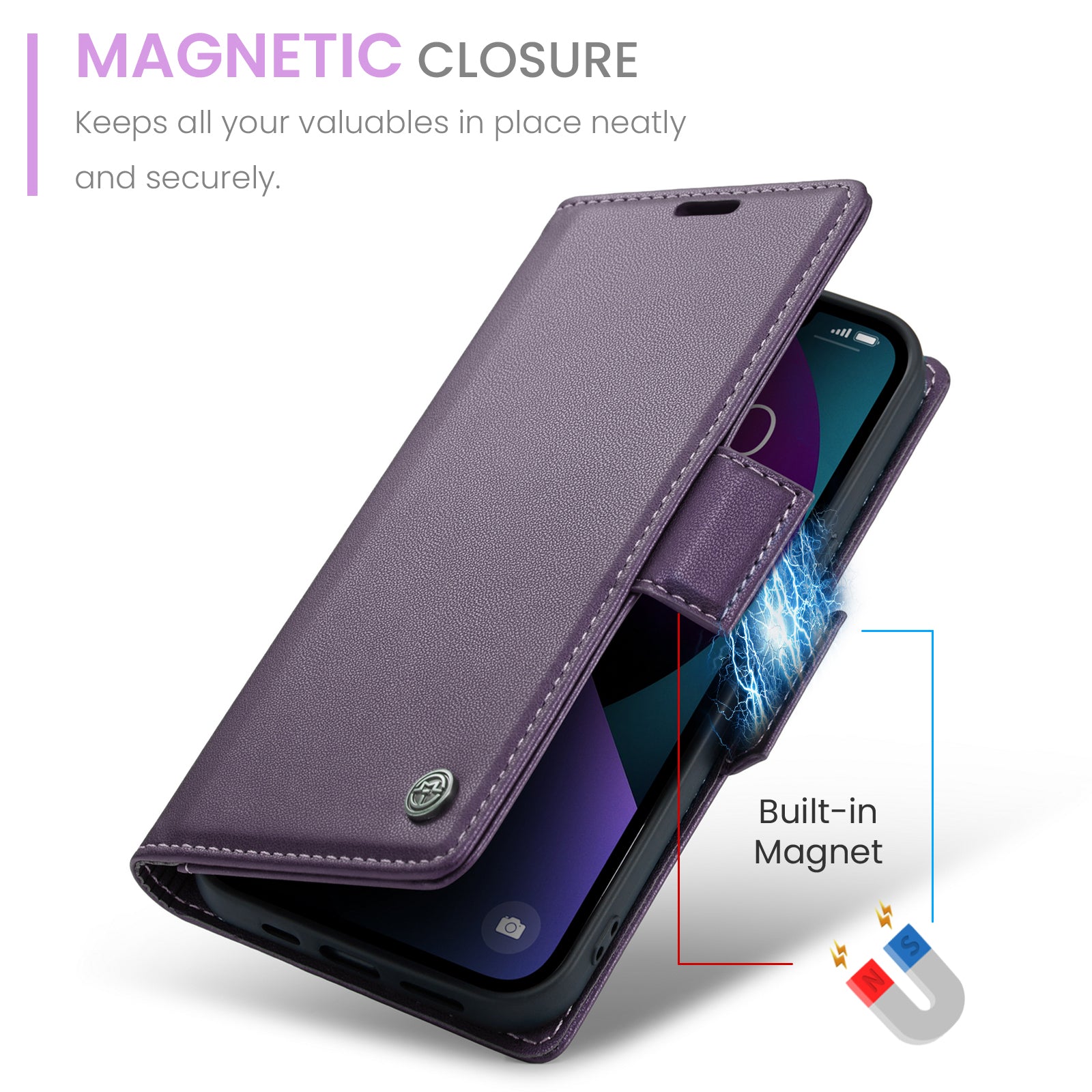 iPhone 14 CaseMe 023 Wallet Flip Cover, RFID Protection, Card Holder