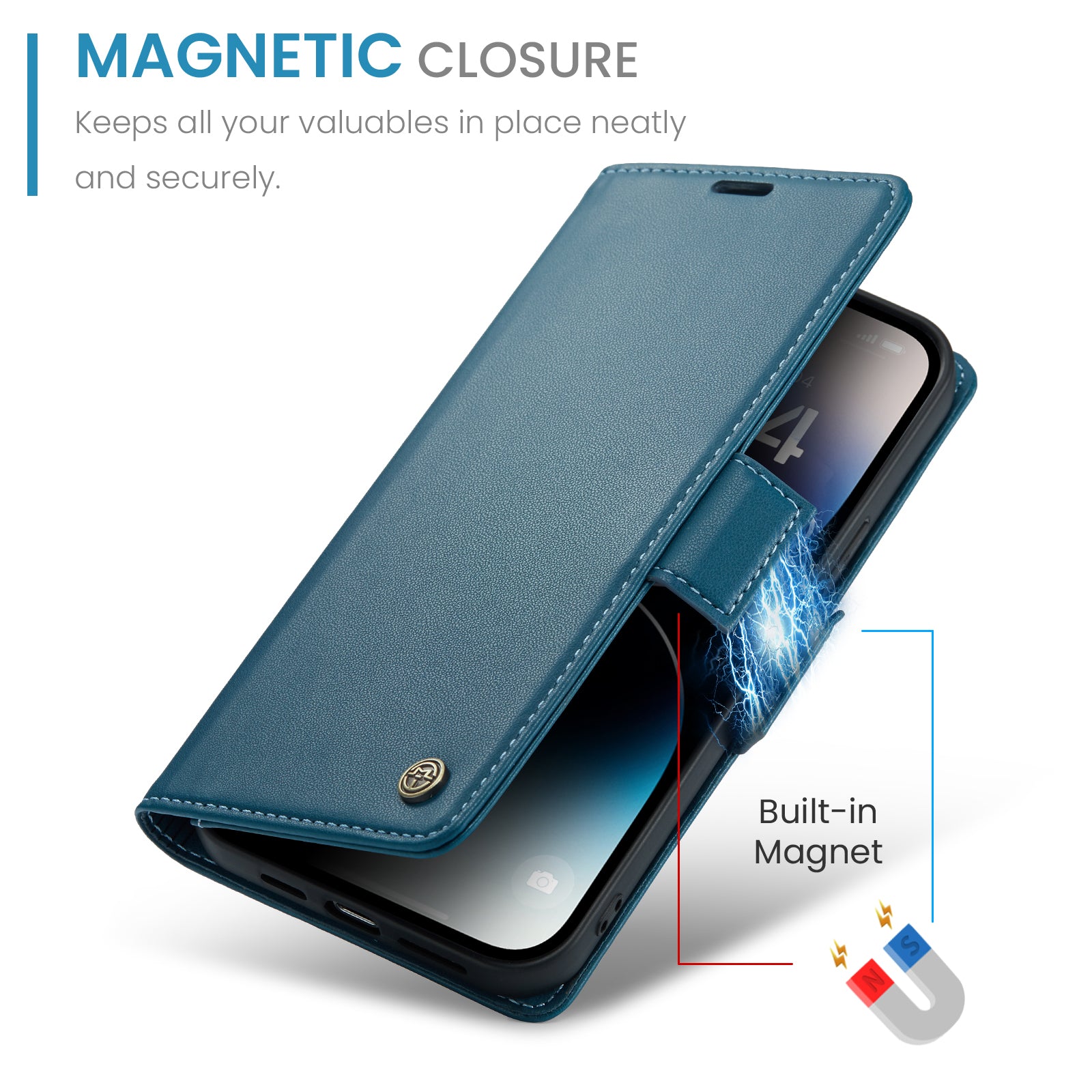 iPhone 14 Pro CaseMe 023 Wallet Flip Cover, RFID Protection, Card Holder