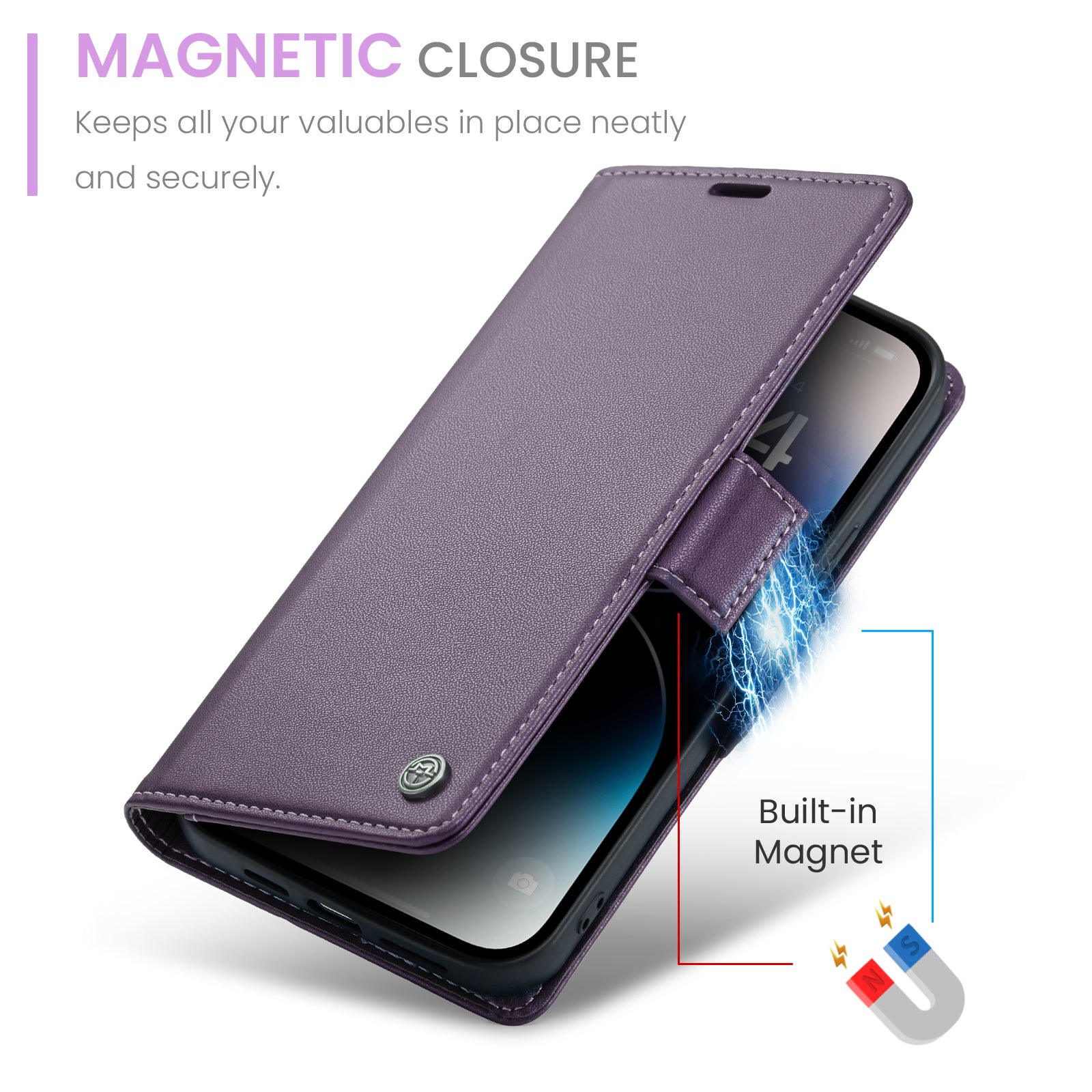 iPhone 14 Pro CaseMe 023 Wallet Flip Cover, RFID Protection, Card Holder