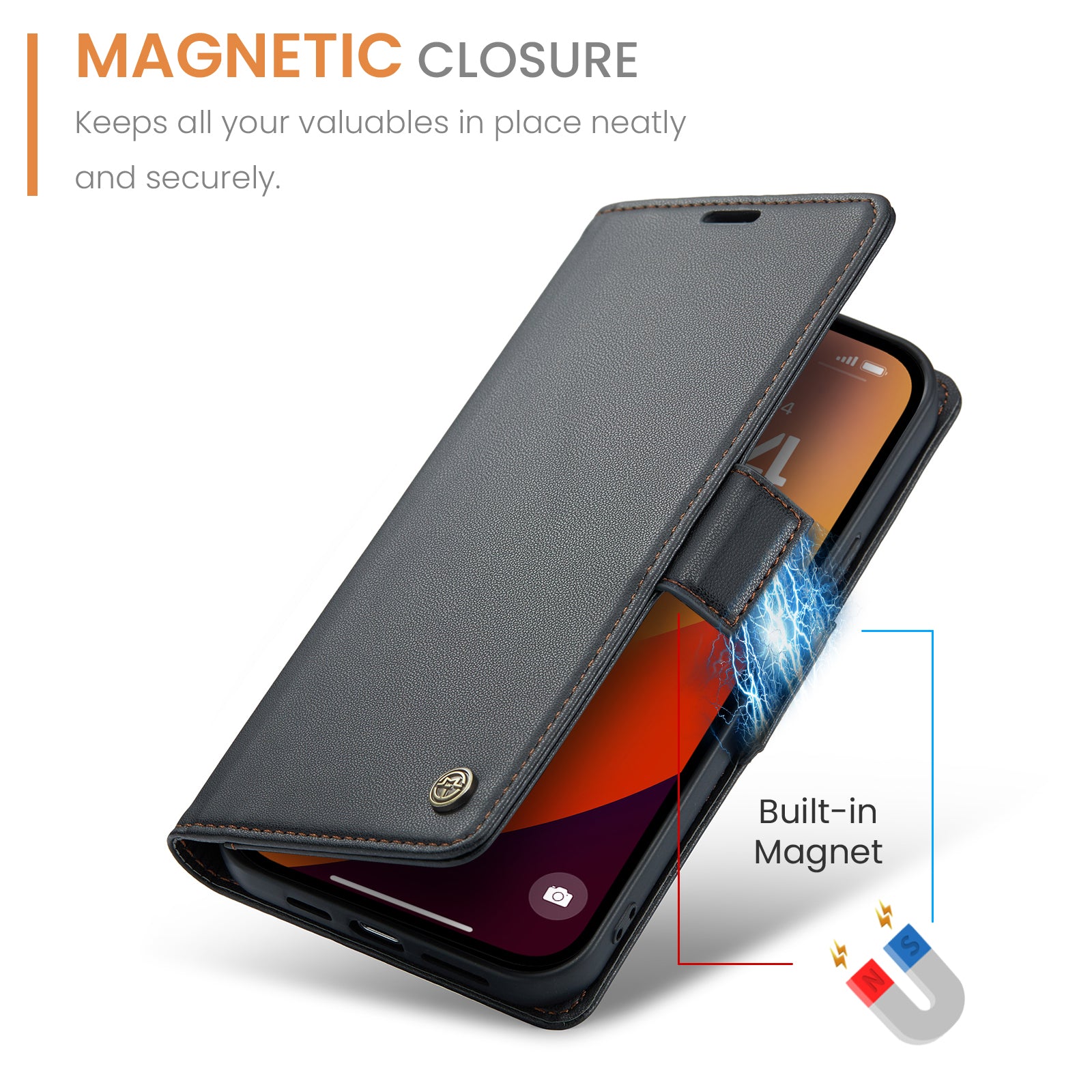 iPhone 15 Pro CaseMe 023 Wallet Flip Cover, RFID Protection, Card Holder