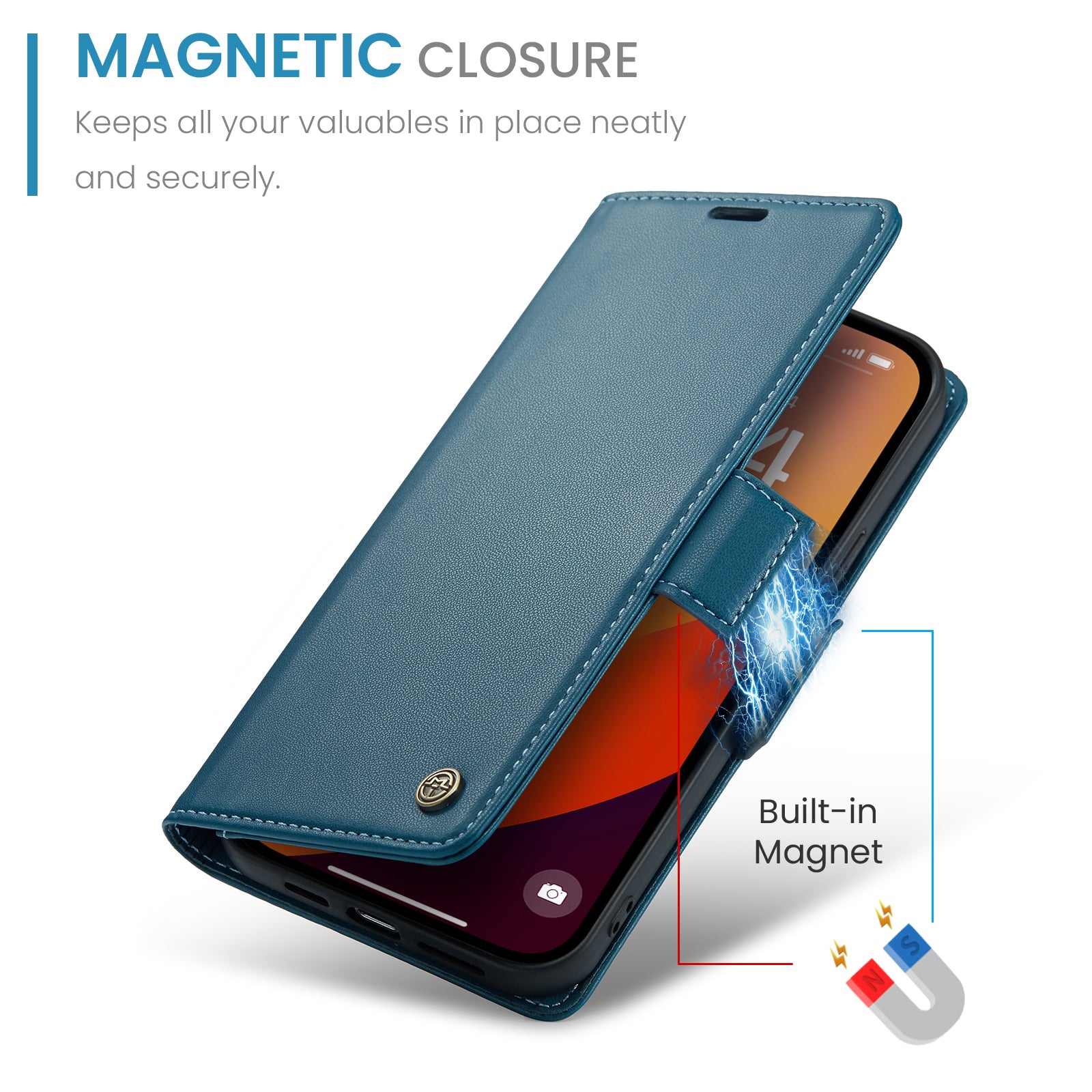 iPhone 15 Pro CaseMe 023 Wallet Flip Cover, RFID Protection, Card Holder