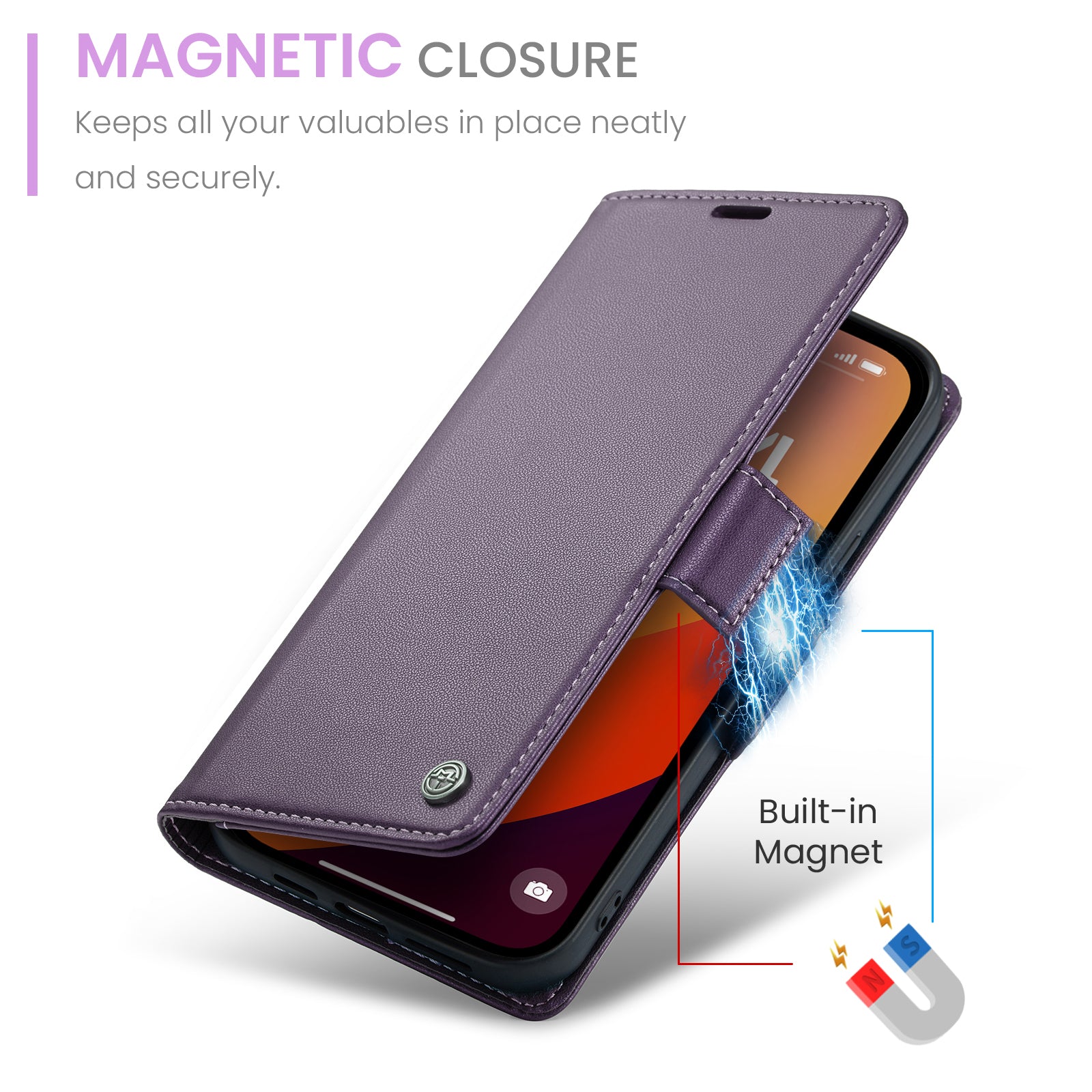 iPhone 15 Pro CaseMe 023 Wallet Flip Cover, RFID Protection, Card Holder