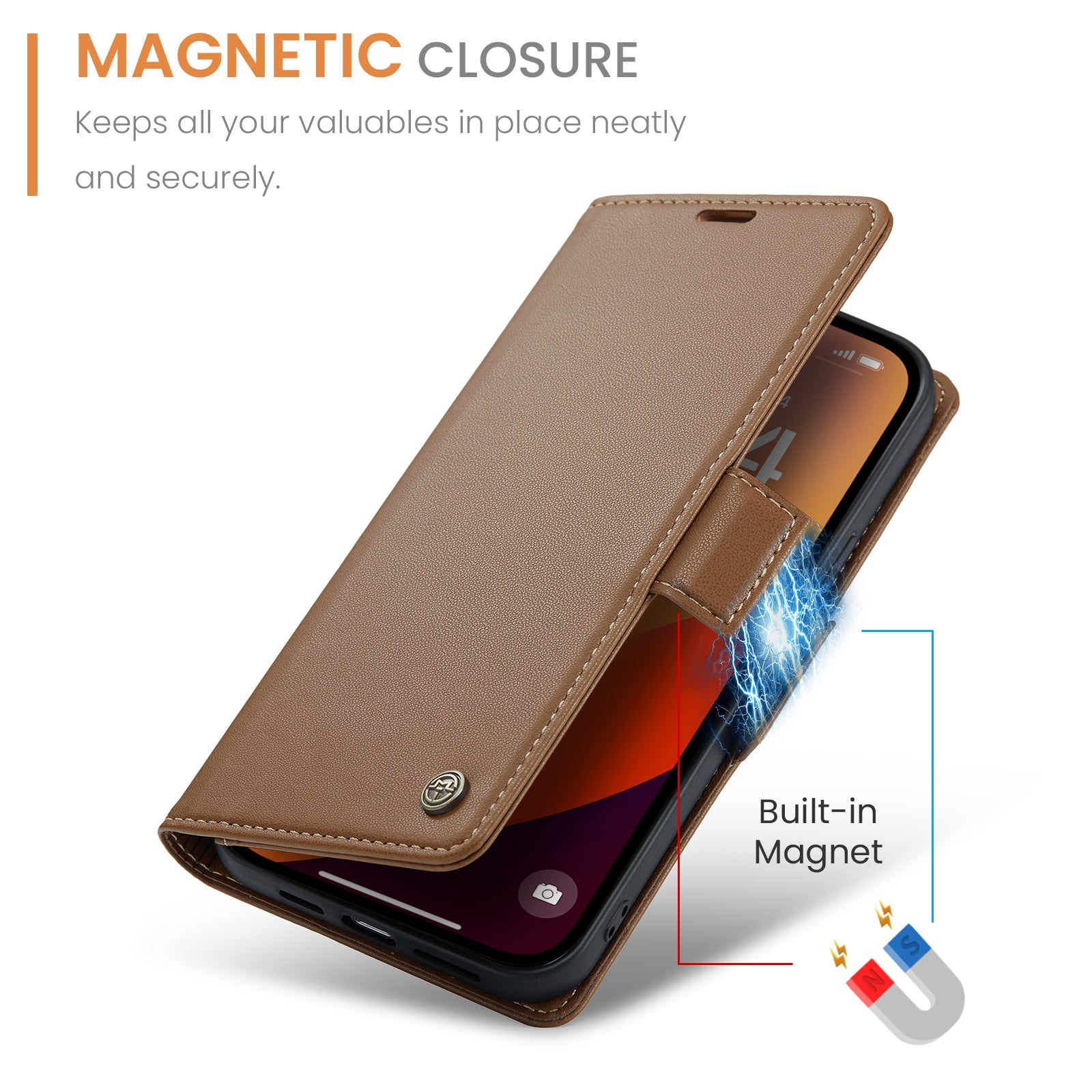 iPhone 15 Pro CaseMe 023 Wallet Flip Cover, RFID Protection, Card Holder