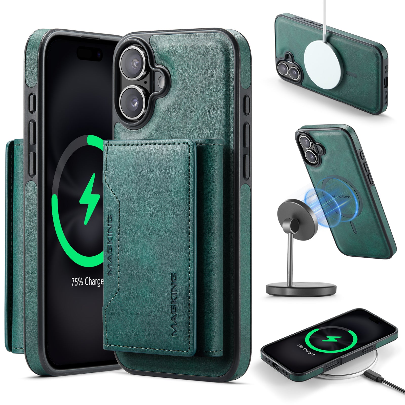 iPhone 16 DG.Ming MagSafe Wallet Case (Green)