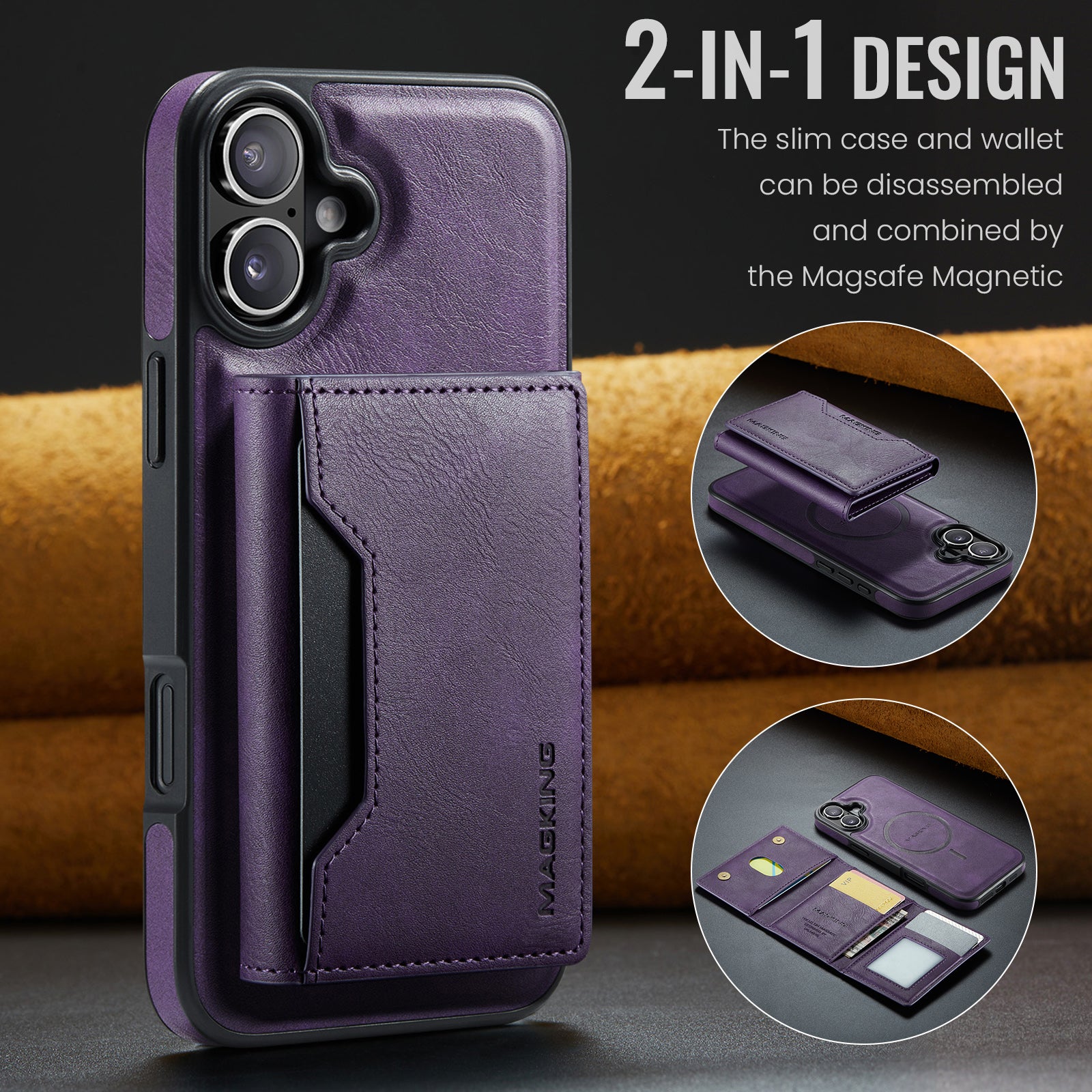 iPhone 16 DG.Ming MagSafe Wallet Case (Purple)