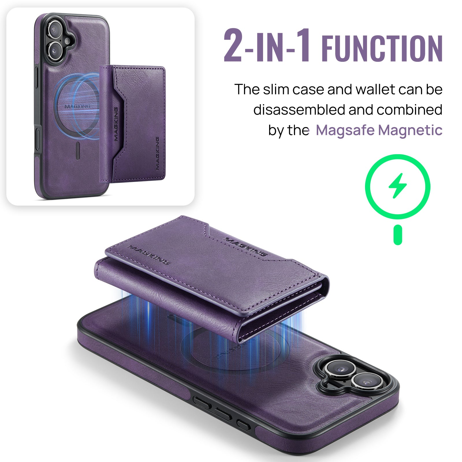 iPhone 16 DG.Ming MagSafe Wallet Case (Purple)