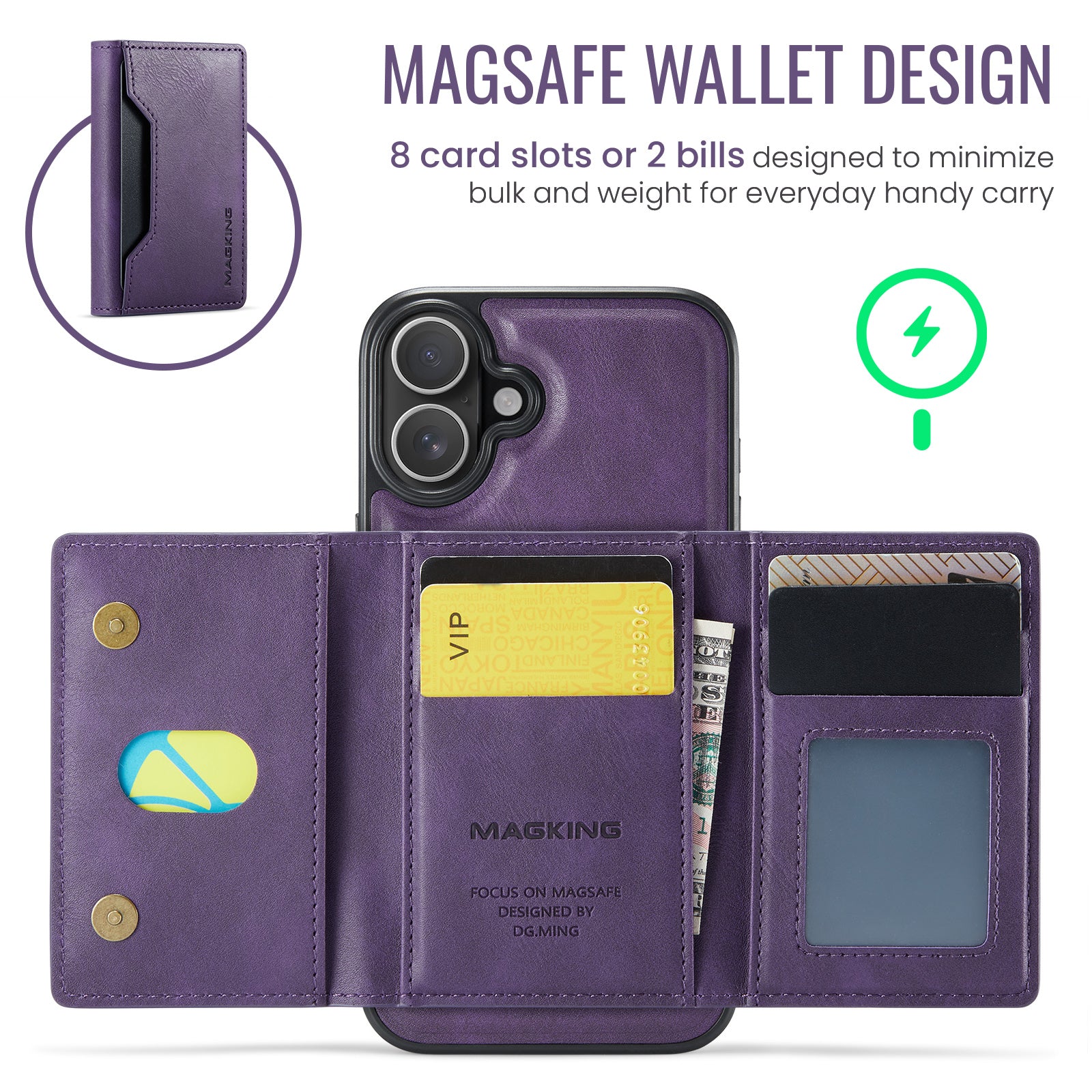 iPhone 16 DG.Ming MagSafe Wallet Case (Purple)