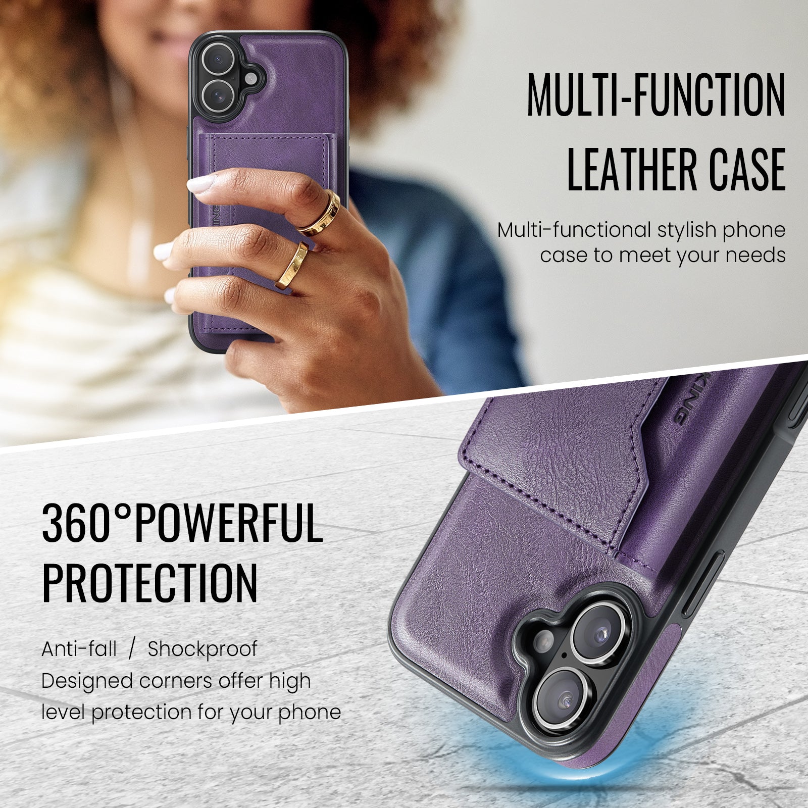 iPhone 16 DG.Ming MagSafe Wallet Case (Purple)