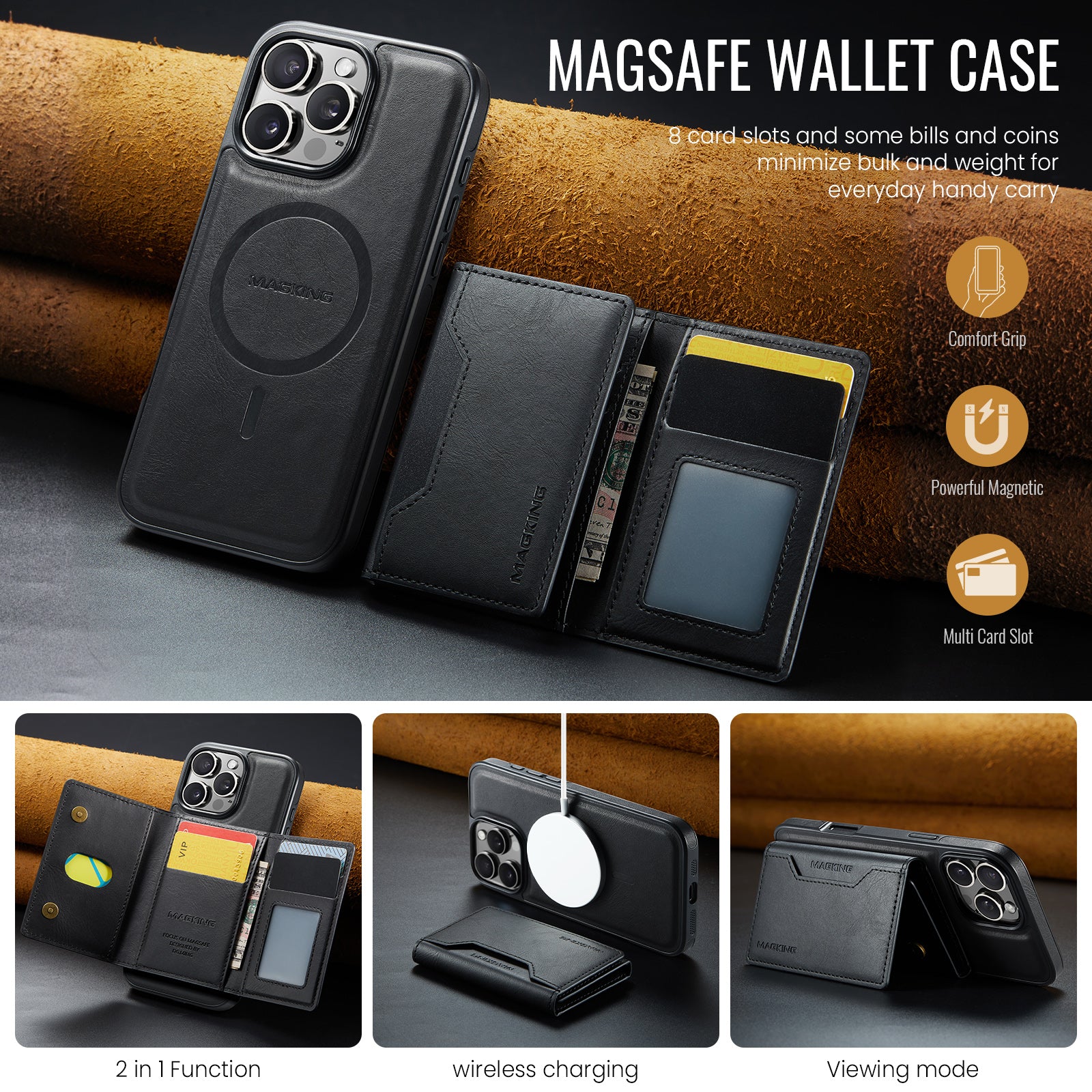 iPhone 16 Pro Max DG.Ming MagSafe Wallet Case (Black)