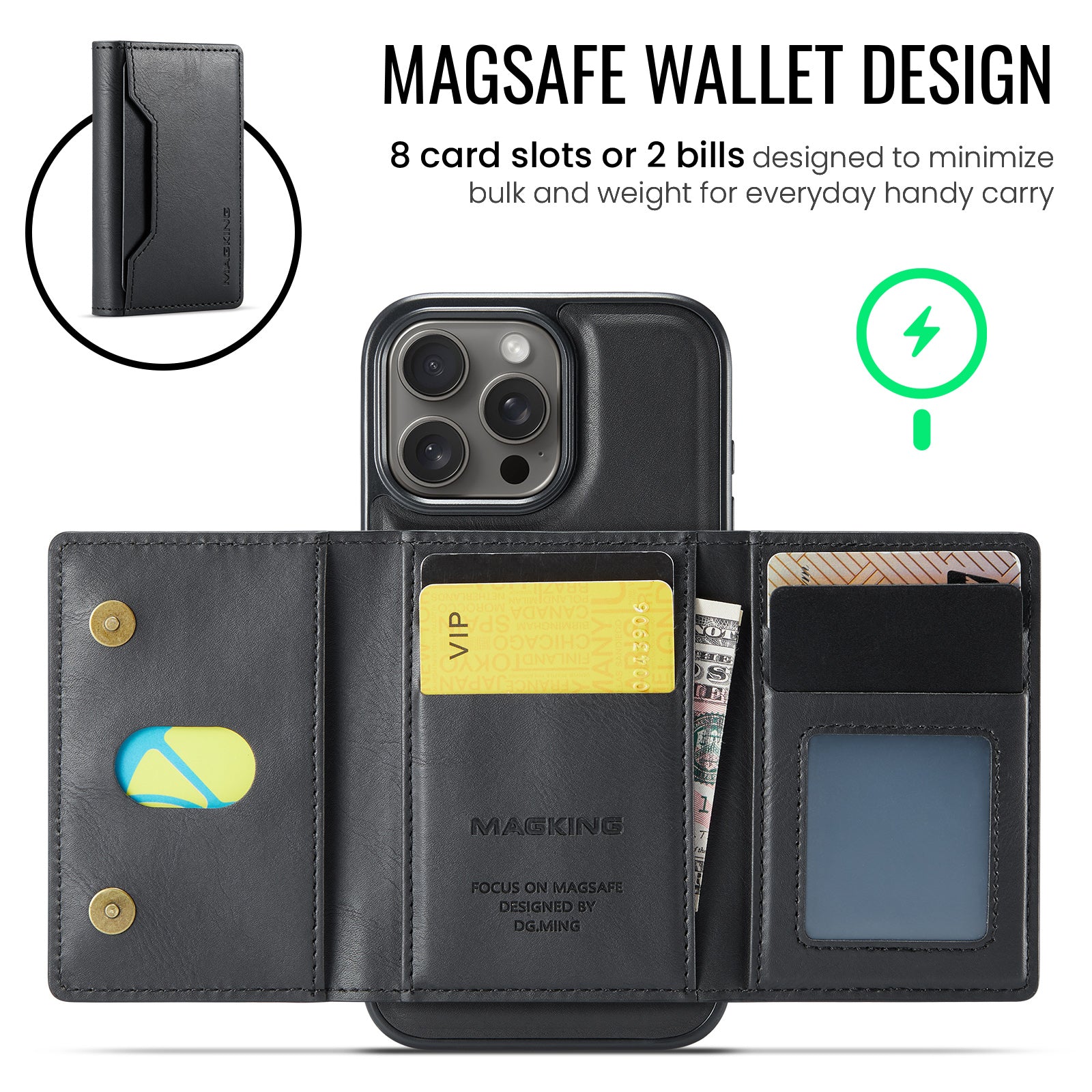 iPhone 16 Pro DG.Ming MagSafe Wallet Case (Black)