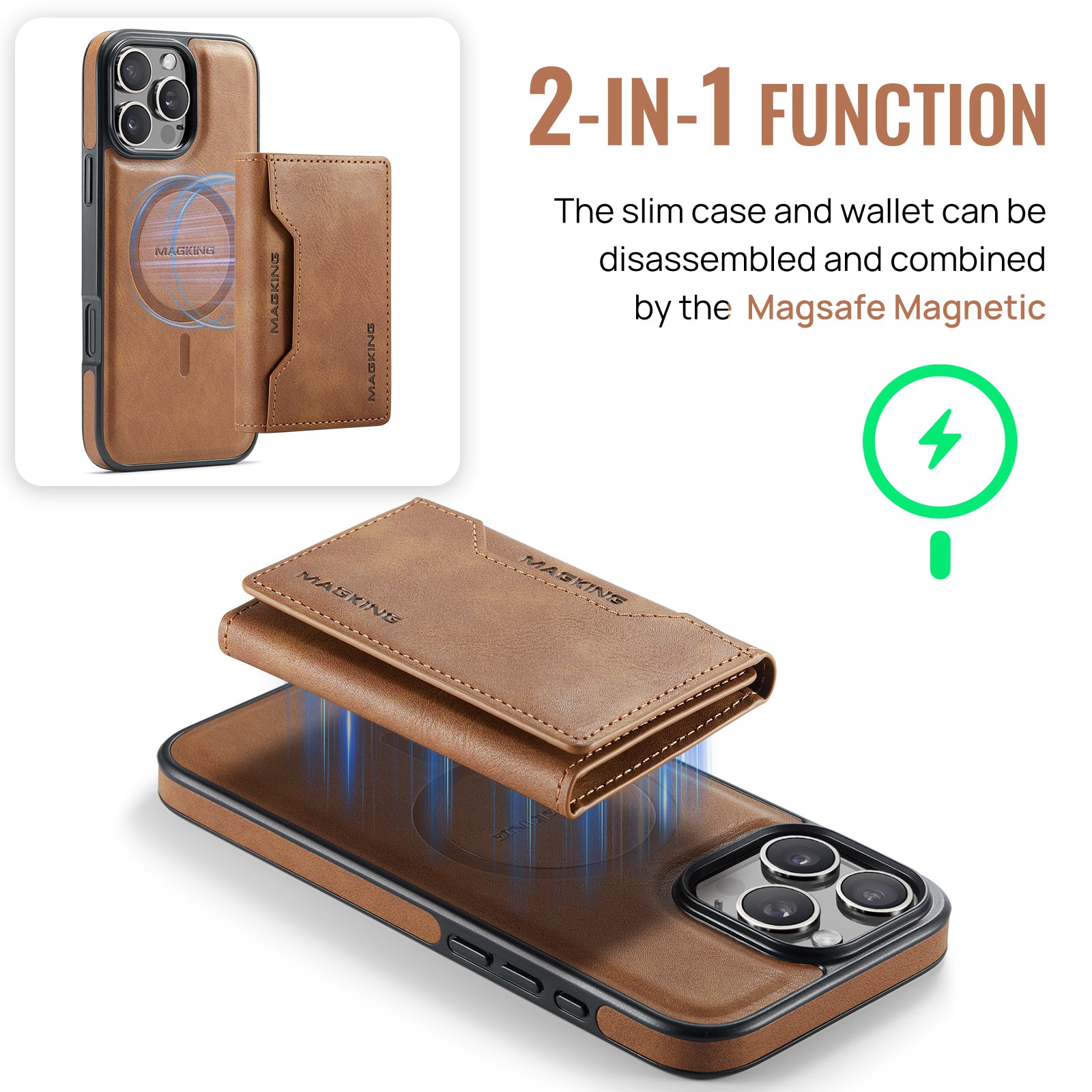 iPhone 16 Pro DG.Ming MagSafe Wallet Case (Brown)