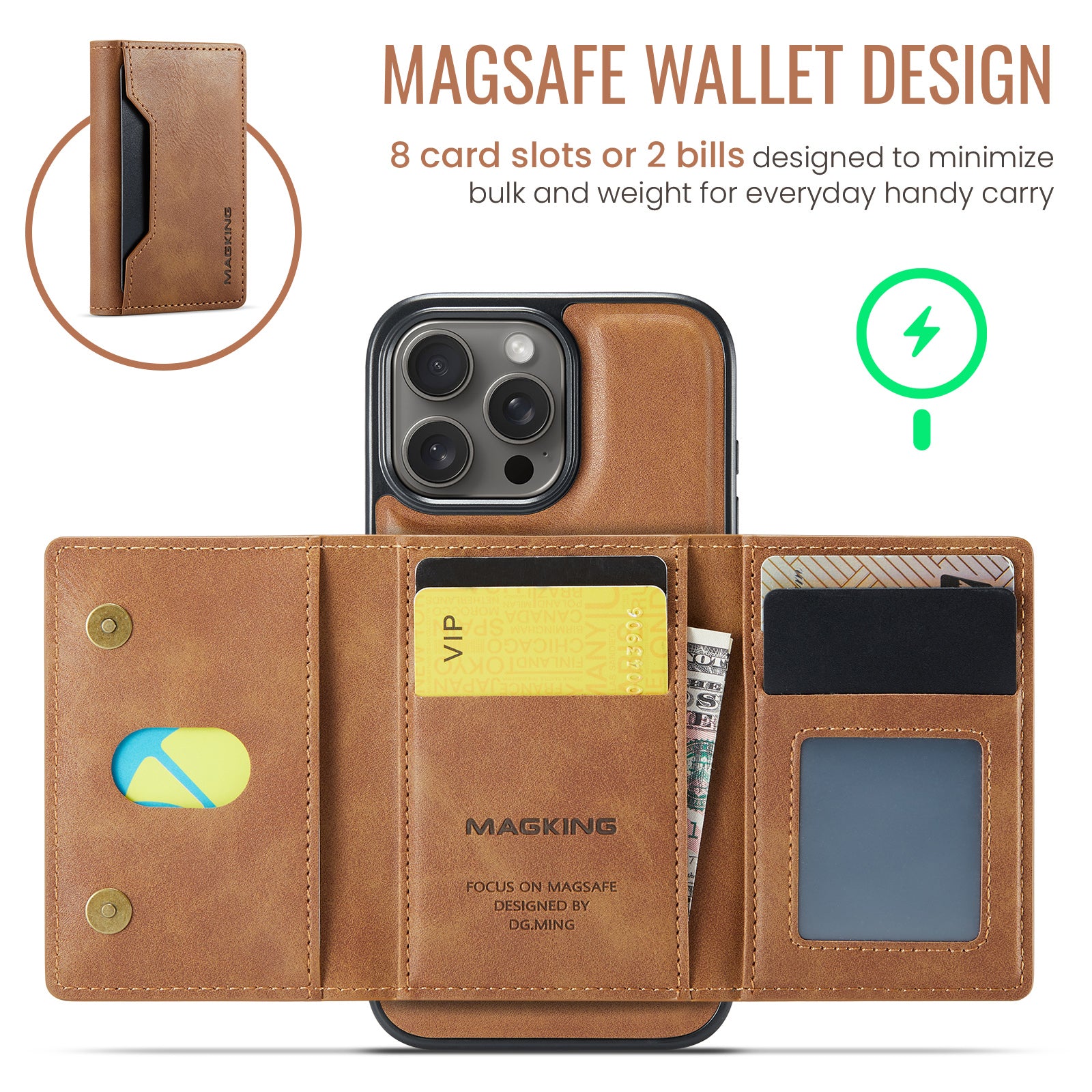 iPhone 16 Pro DG.Ming MagSafe Wallet Case (Brown)