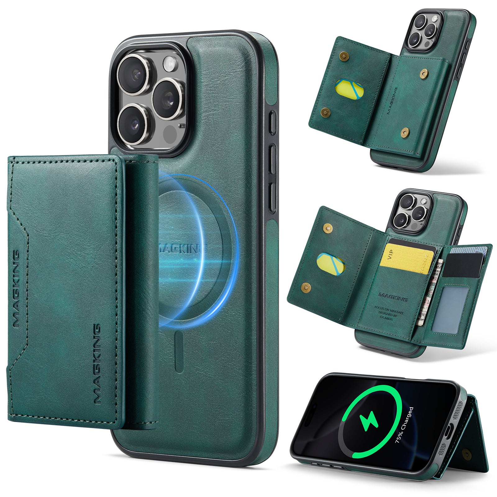 iPhone 16 Pro DG.Ming MagSafe Wallet Case (Green)