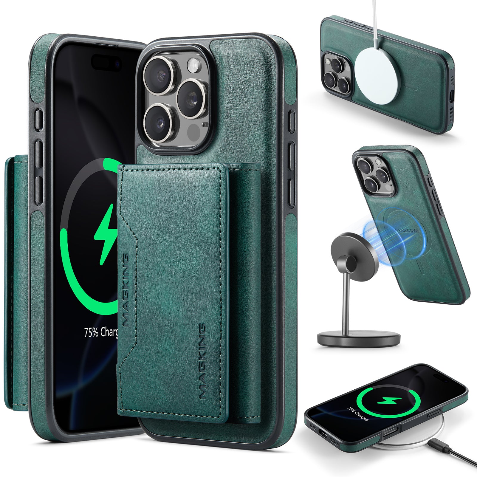 iPhone 16 Pro Max DG.Ming MagSafe Wallet Case (Green)