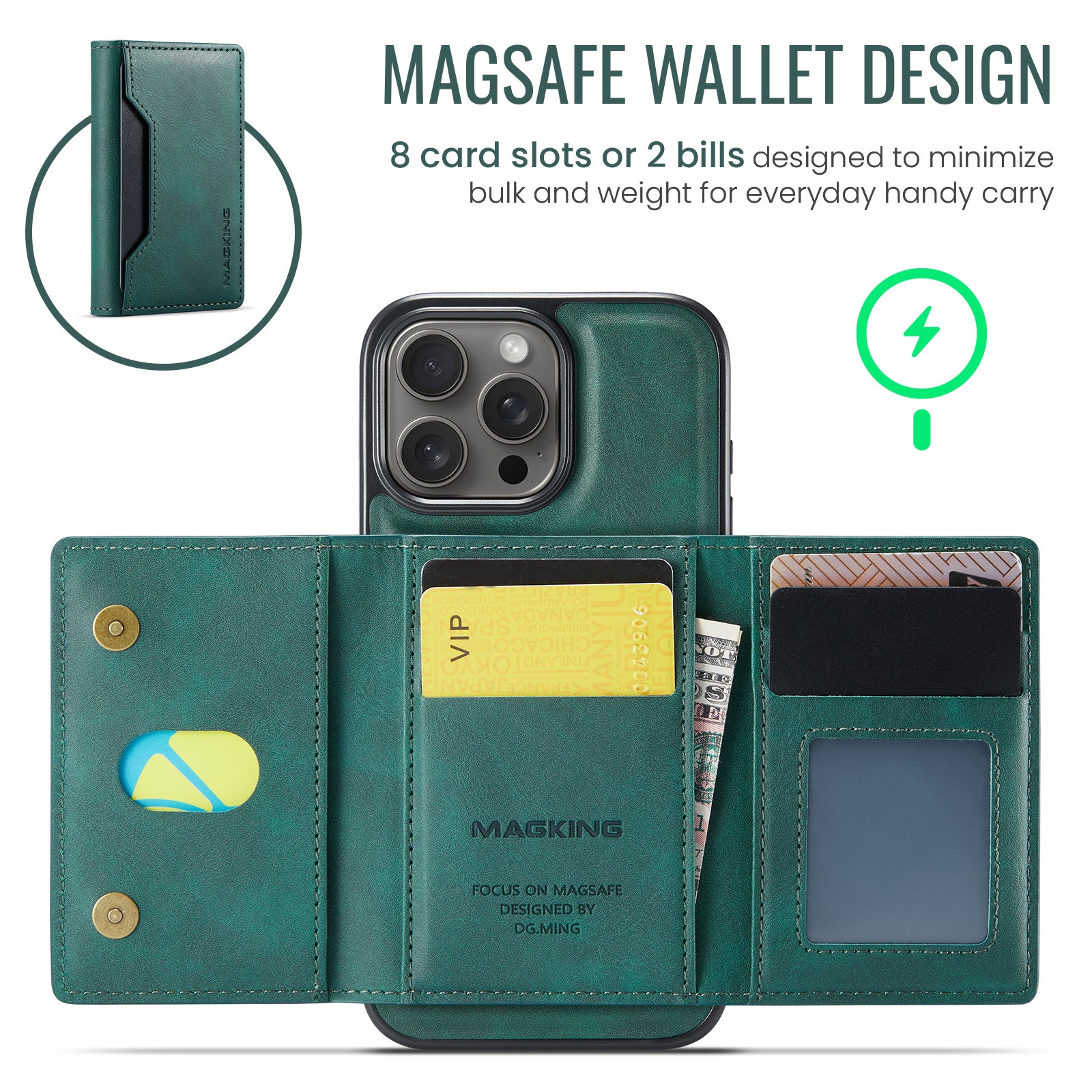 iPhone 16 Pro Max DG.Ming MagSafe Wallet Case (Green)