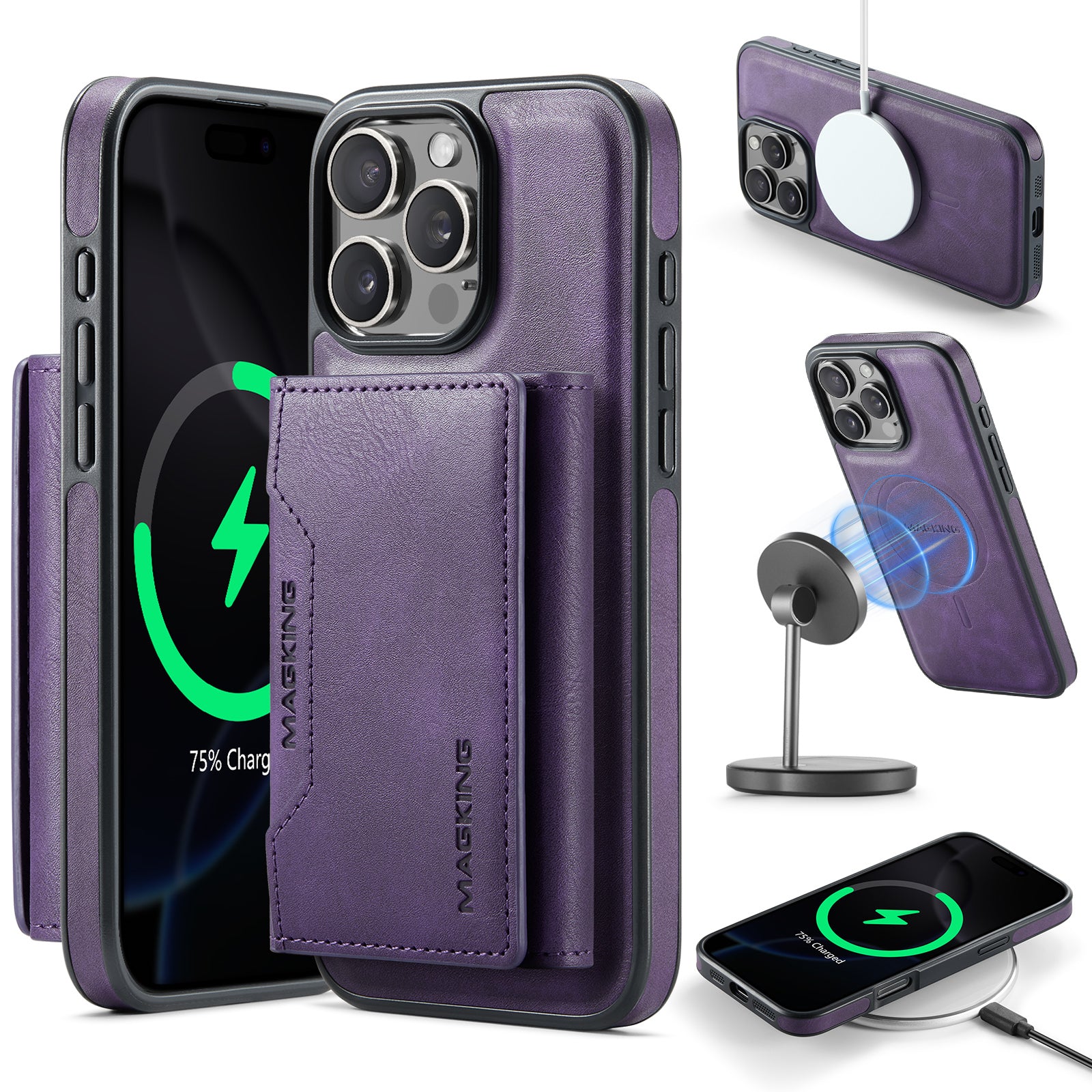 iPhone 16 Pro DG.Ming MagSafe Wallet Case (Purple)