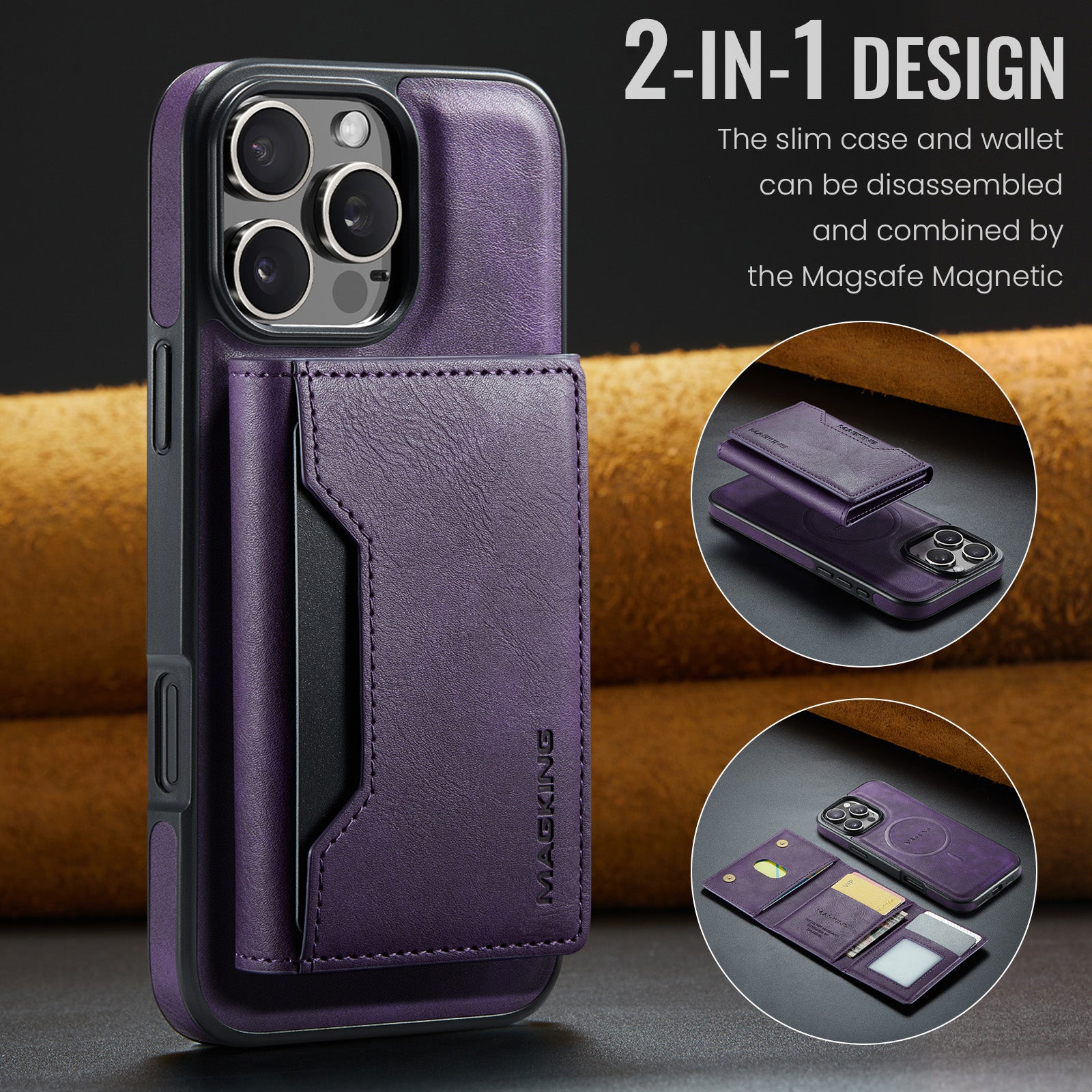 iPhone 16 Pro DG.Ming MagSafe Wallet Case (Purple)