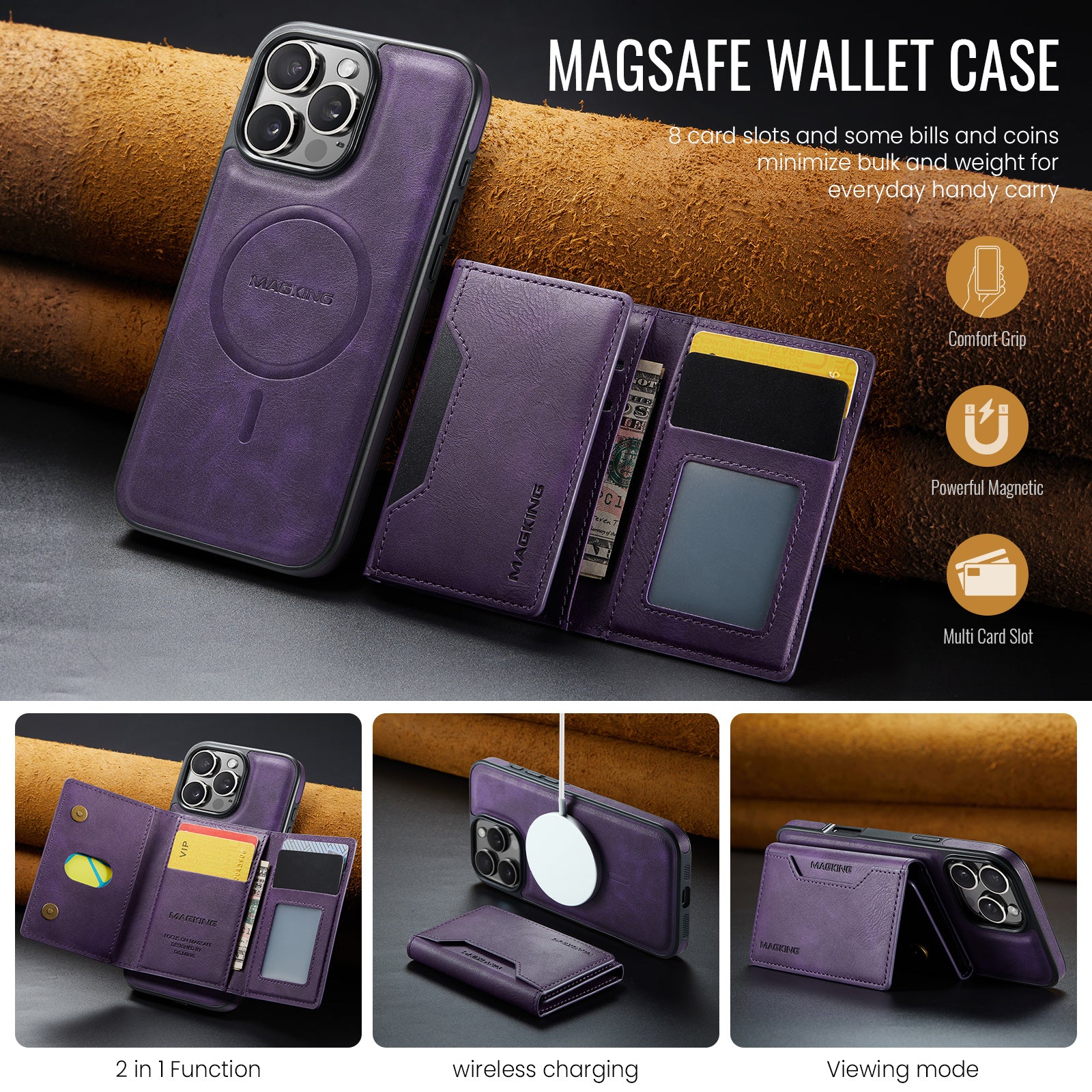 iPhone 16 Pro DG.Ming MagSafe Wallet Case (Purple)