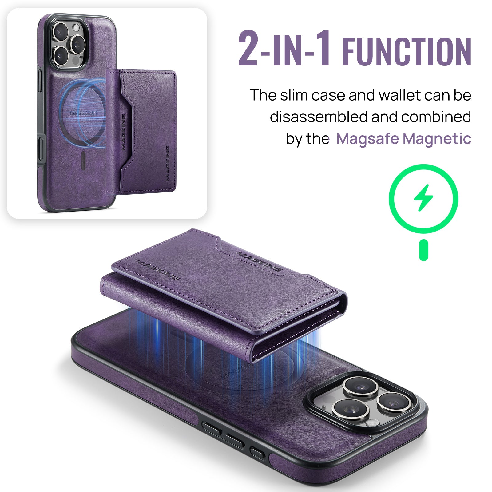 iPhone 16 Pro DG.Ming MagSafe Wallet Case (Purple)