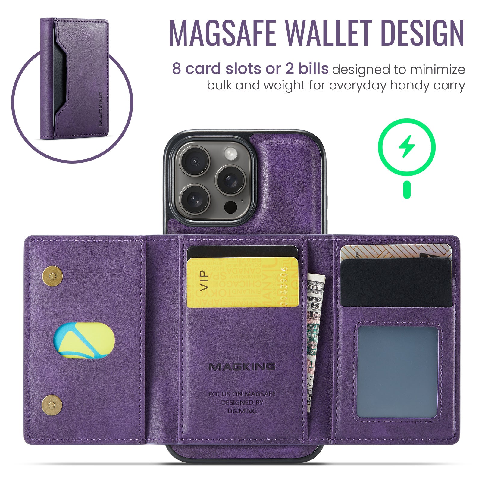 iPhone 16 Pro DG.Ming MagSafe Wallet Case (Purple)