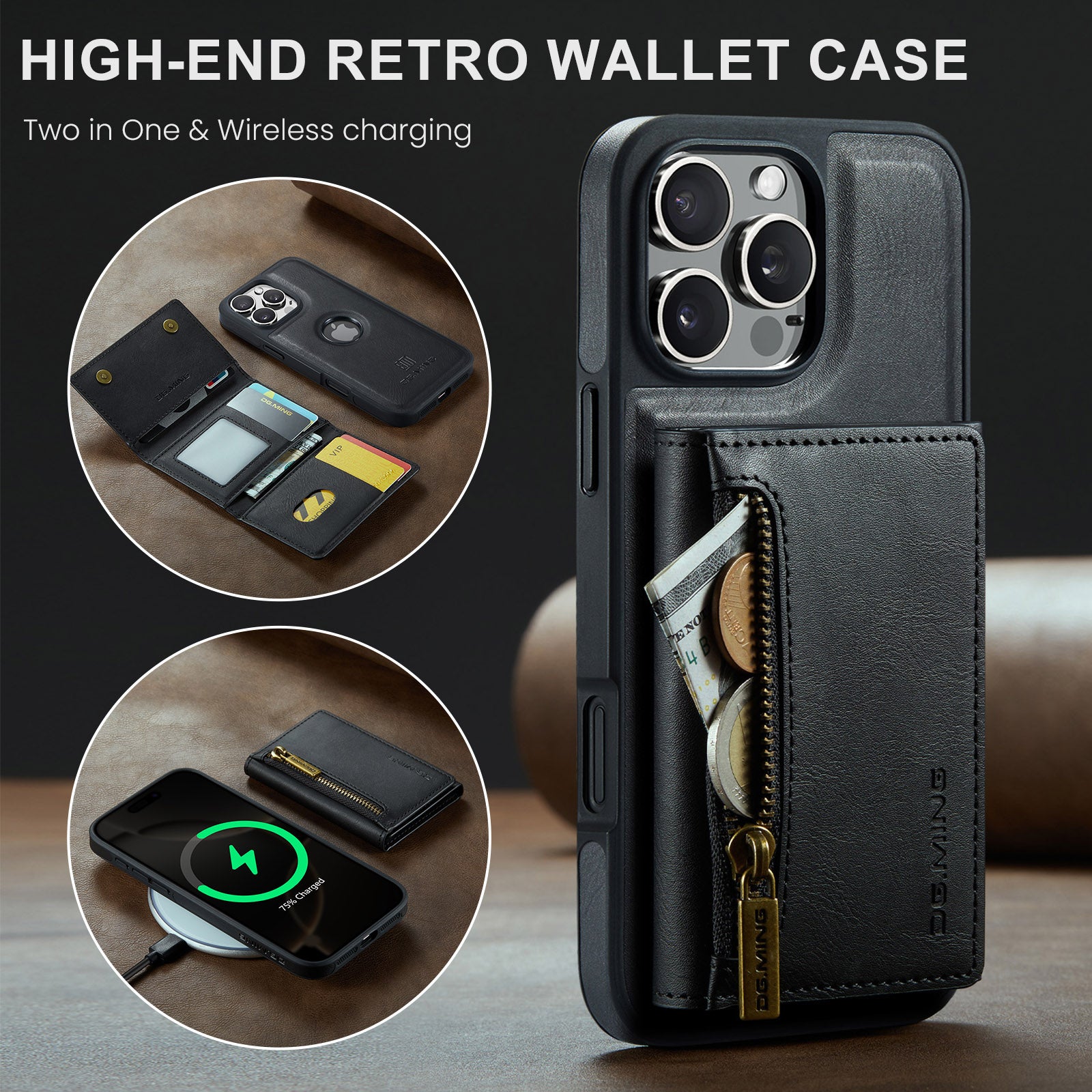 DG.Ming Magnetic Wallet Case for iPhone 16 Pro Max