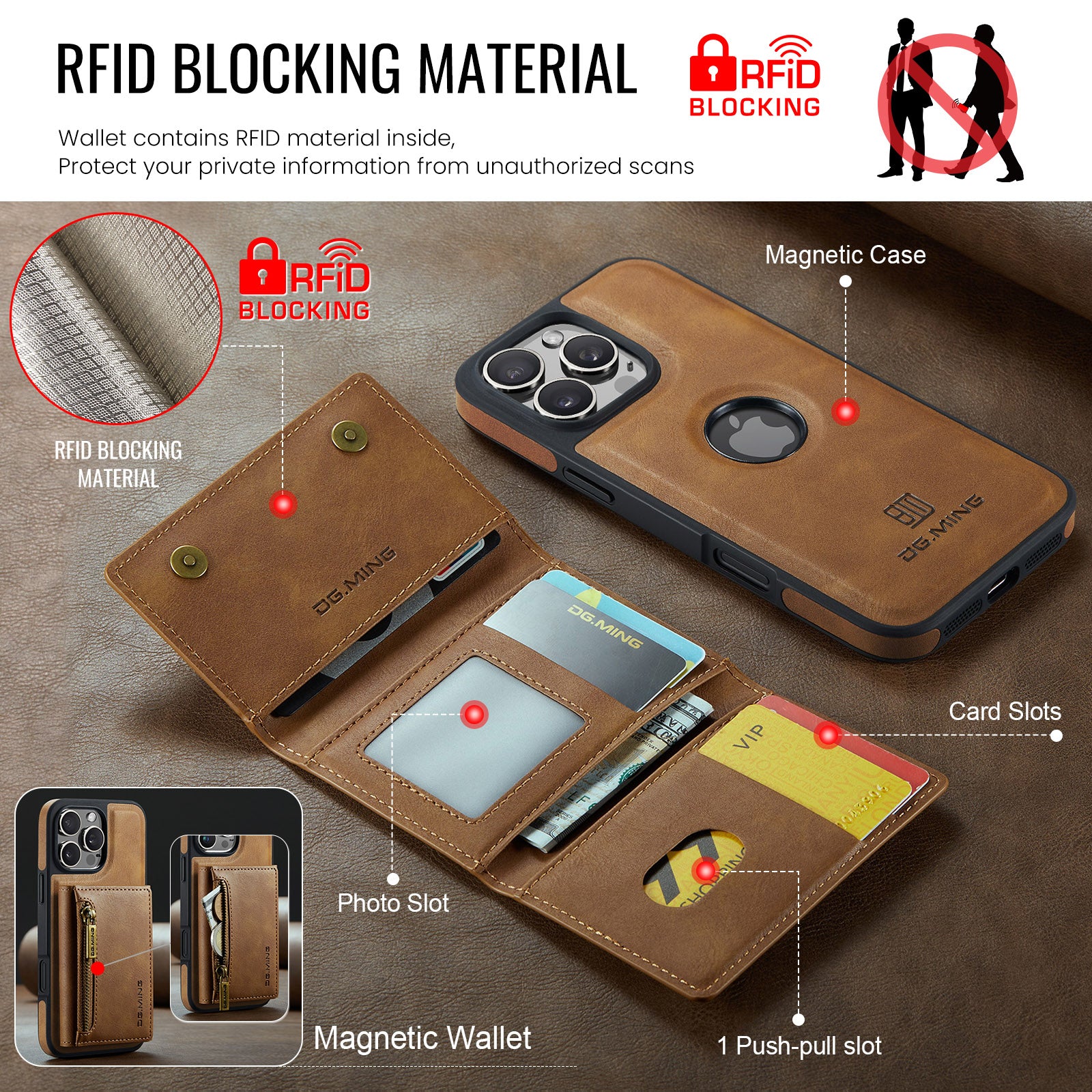 DG.Ming Magnetic Wallet Case for iPhone 16 Pro Max