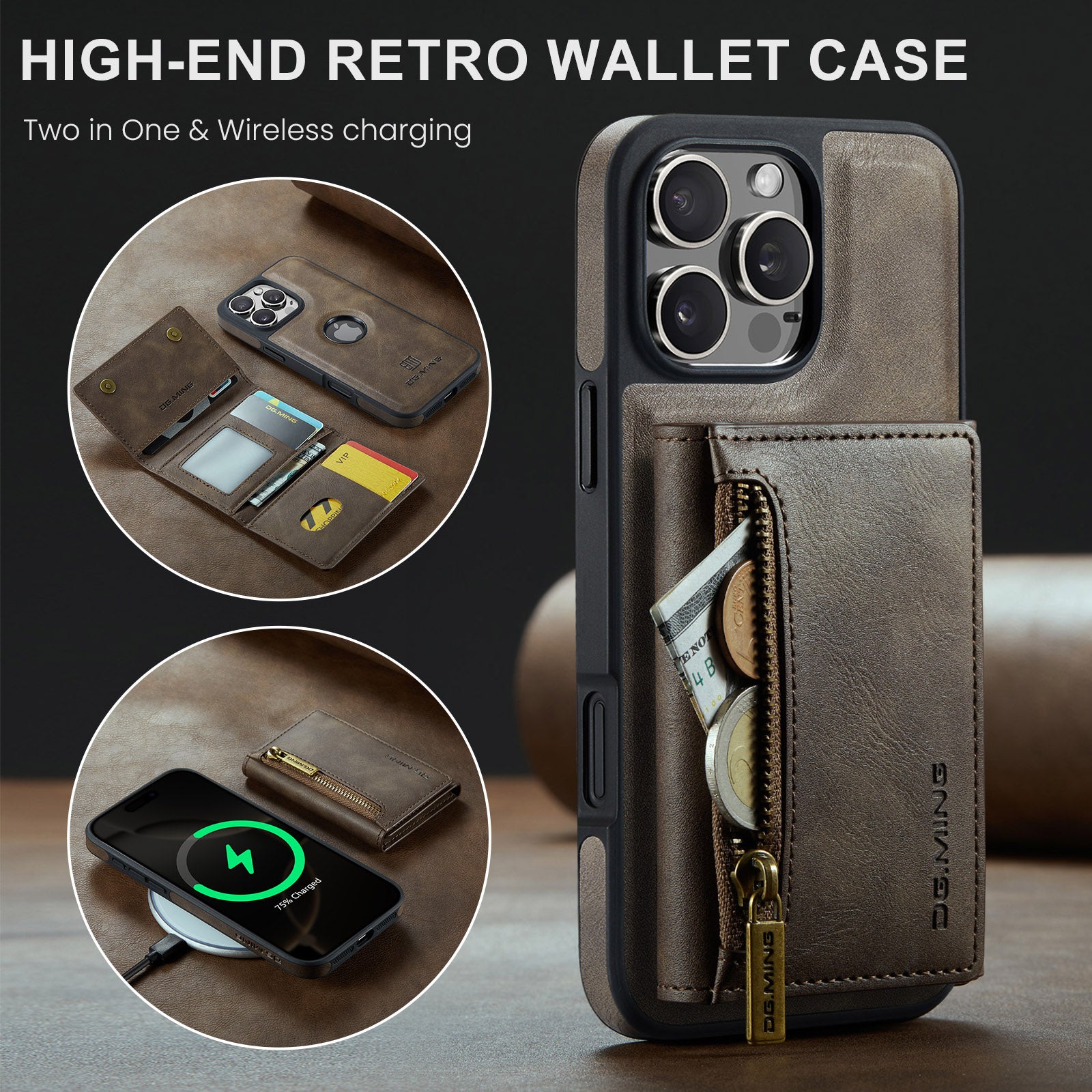 DG.Ming Magnetic Wallet Case for iPhone 16 Pro Max