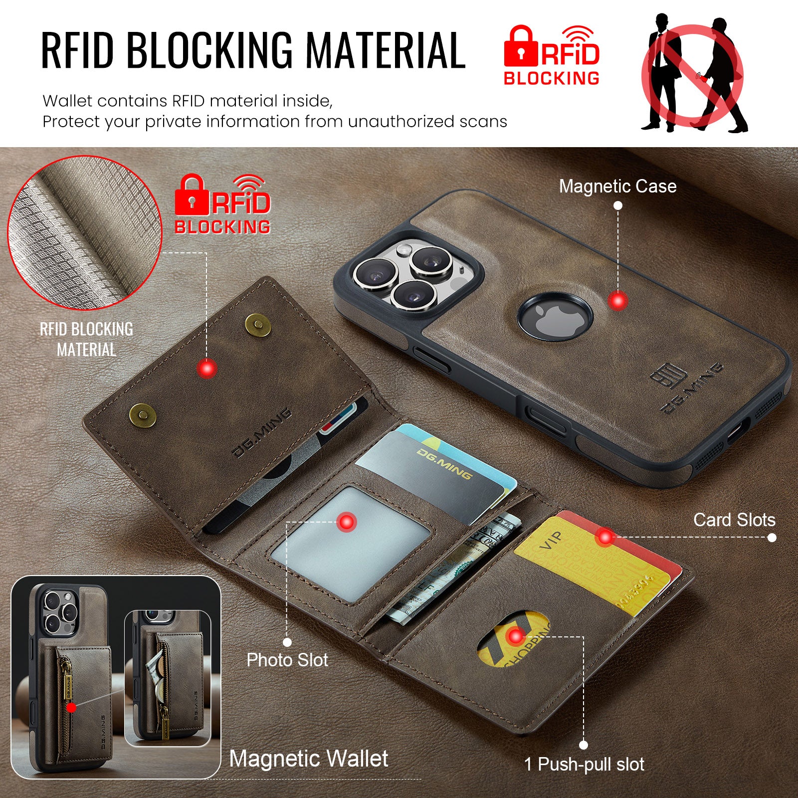 DG.Ming Magnetic Wallet Case for iPhone 16 Pro Max