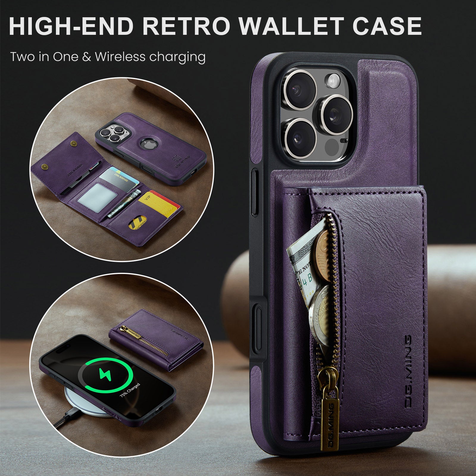 DG.Ming Magnetic Wallet Case for iPhone 16 Pro Max