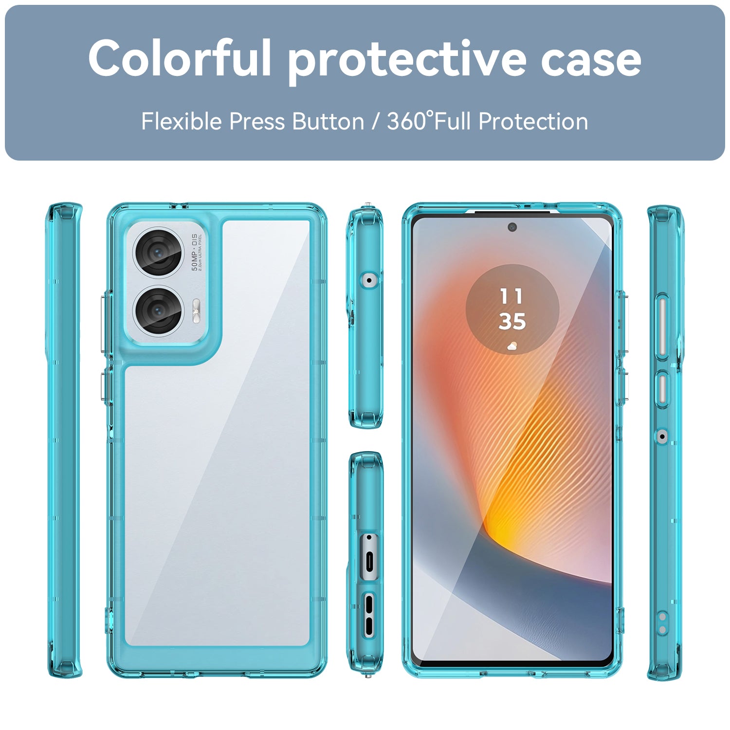 Motorola Moto Edge 50 Fusion Soft TPU Bumper Case (Clear Blue)