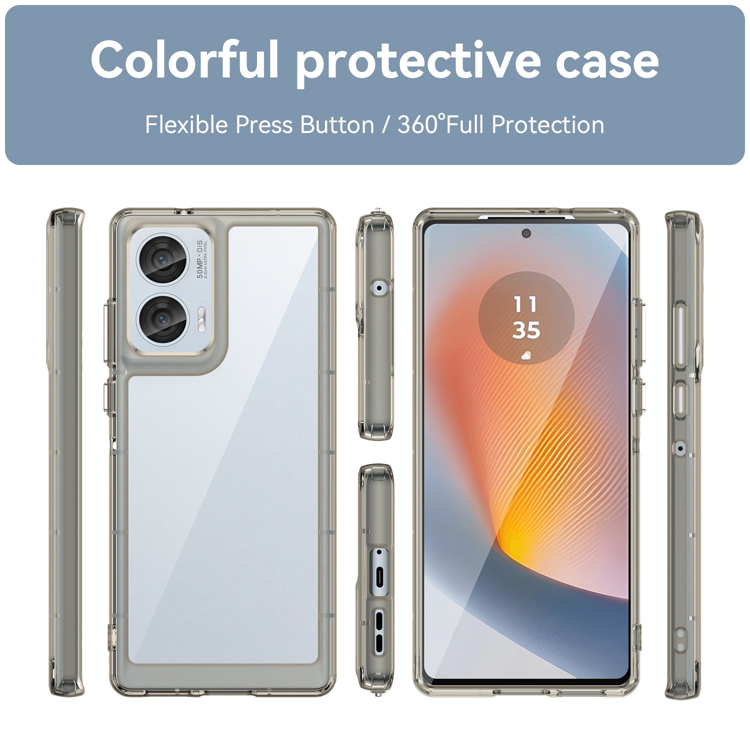 Motorola Moto Edge 50 Fusion Soft TPU Bumper Case (Clear Grey)