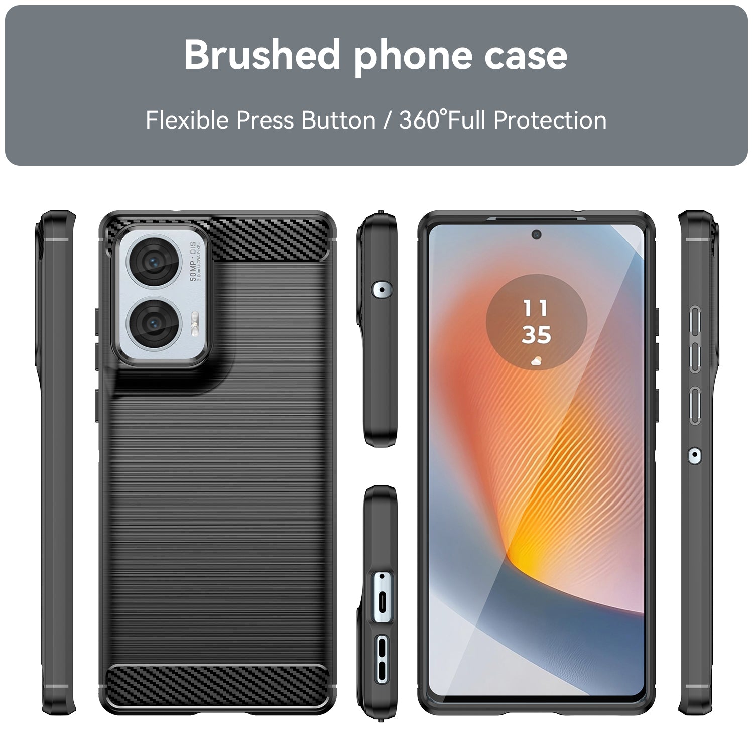 Motorola Moto Edge 50 Fusion Carbon Fibre Brushed Case (Black)