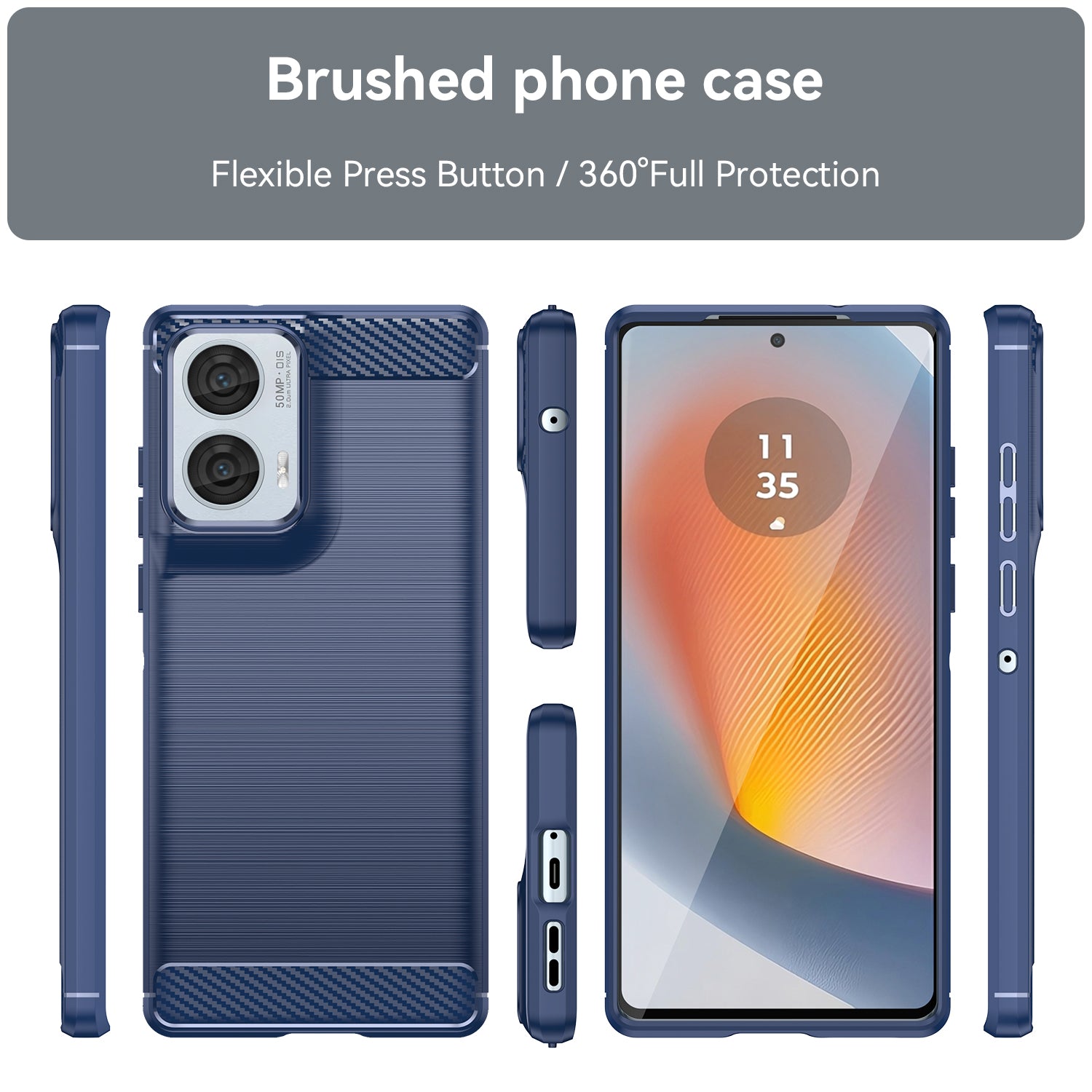 Motorola Moto Edge 50 Fusion Carbon Fibre Brushed Case (Navy)