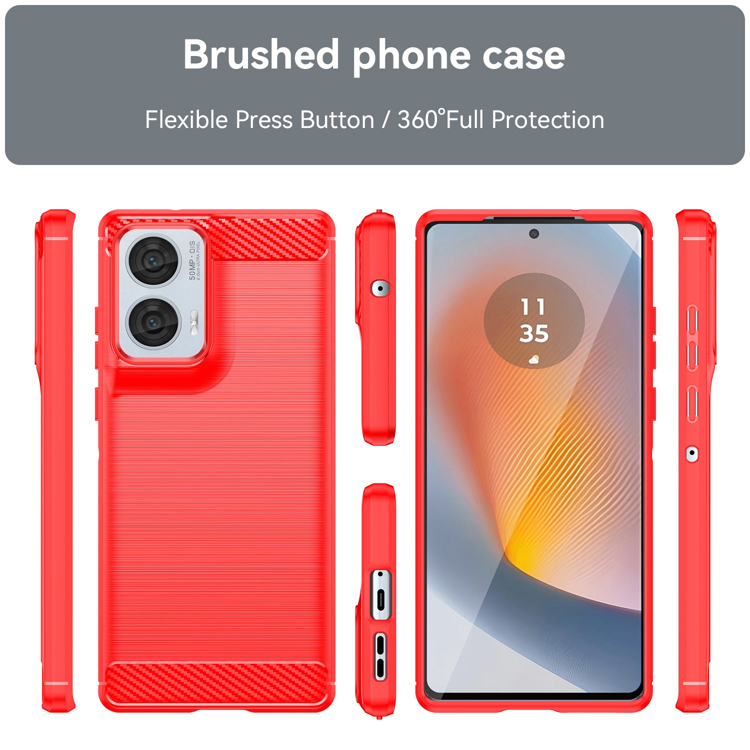 Motorola Moto Edge 50 Fusion Carbon Fibre Brushed Case (Red)