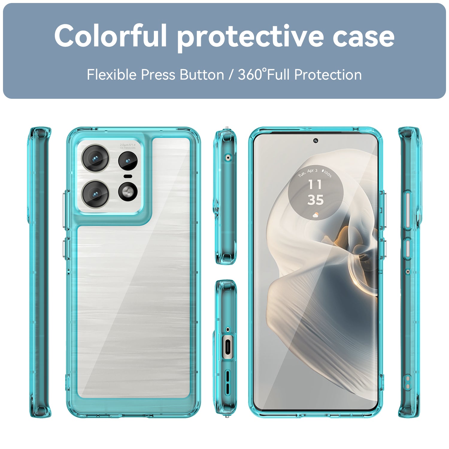 Motorola Moto Edge 50 Pro Soft TPU Bumper Case (Clear Blue)