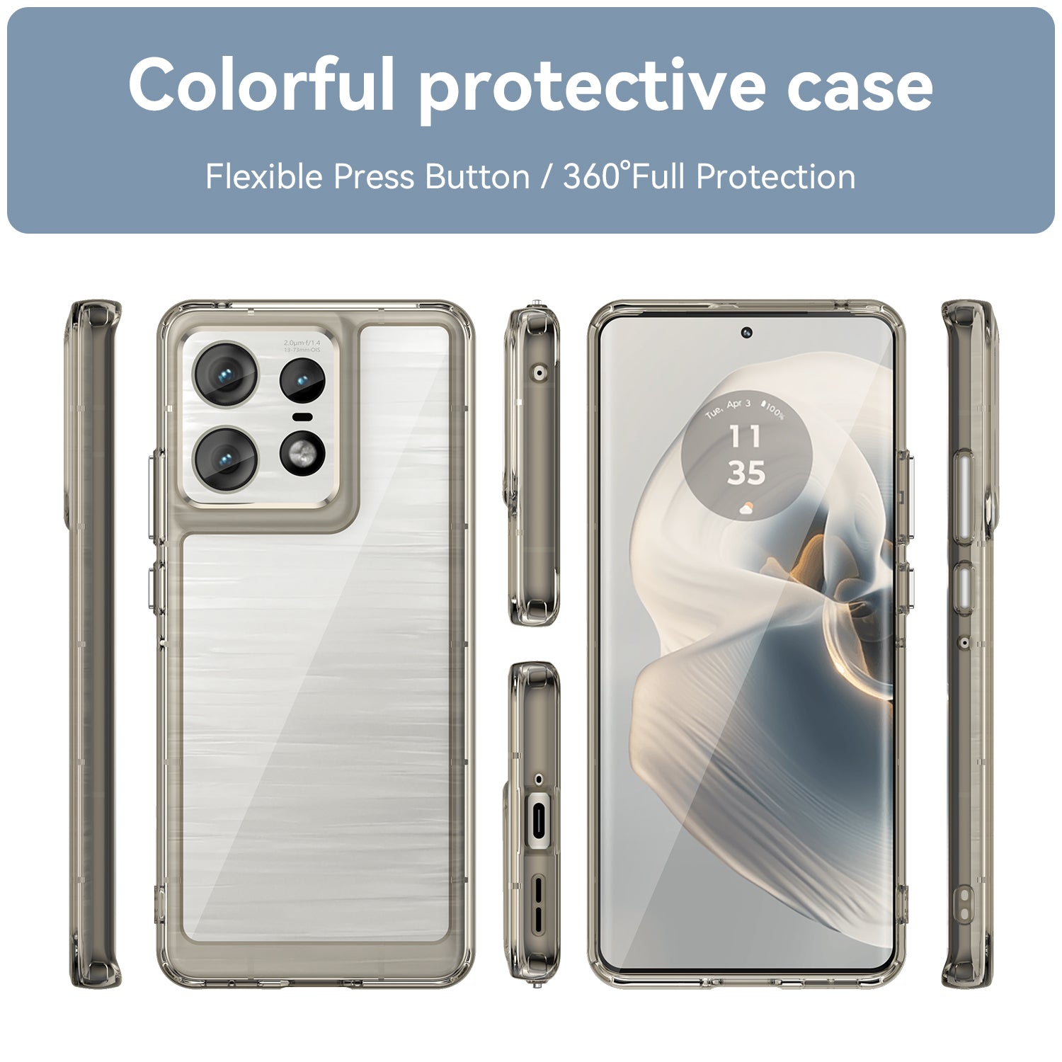 Motorola Moto Edge 50 Pro Soft TPU Bumper Case (Clear Grey)