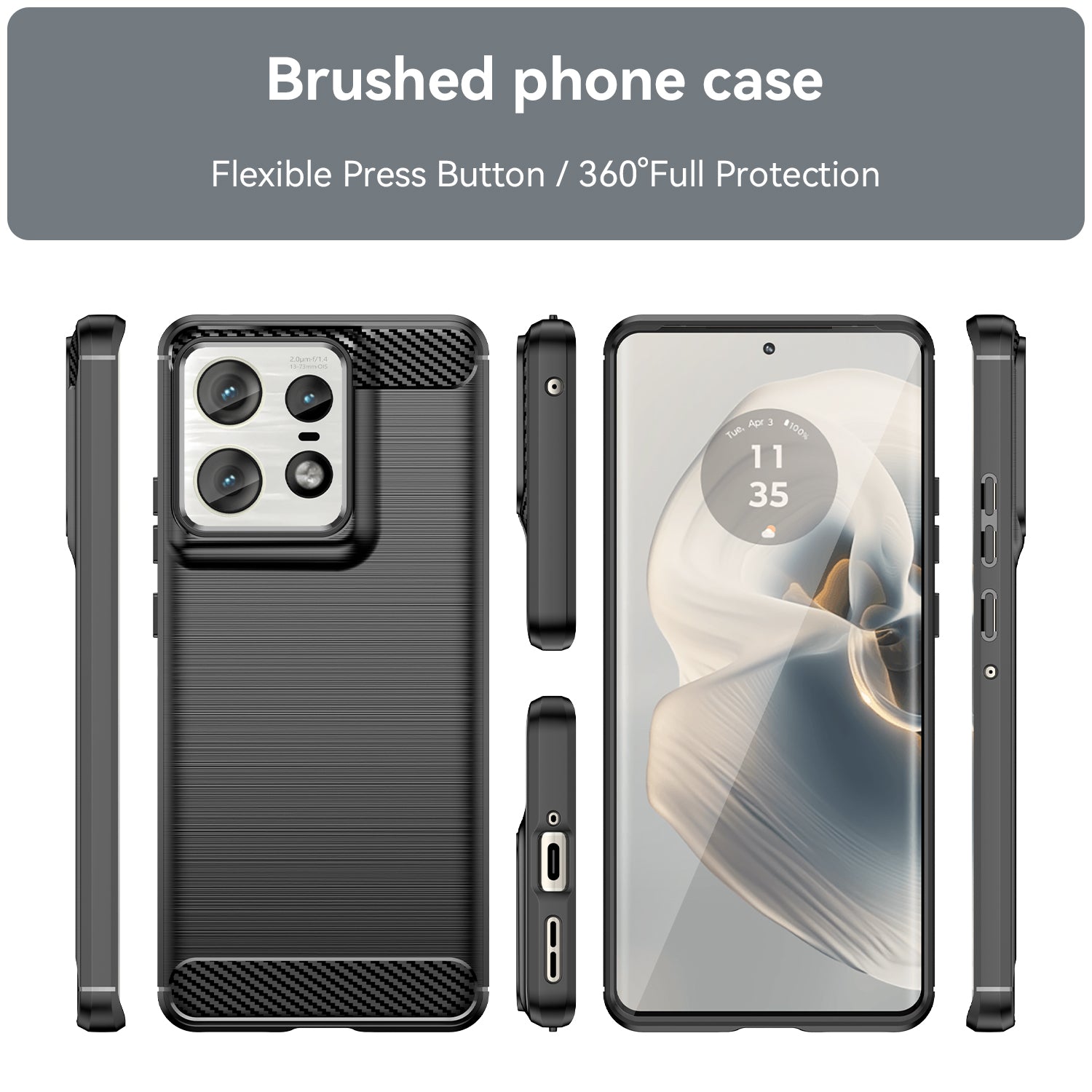 Motorola Moto Edge 50 Pro Carbon Fibre Brushed Case (Black)