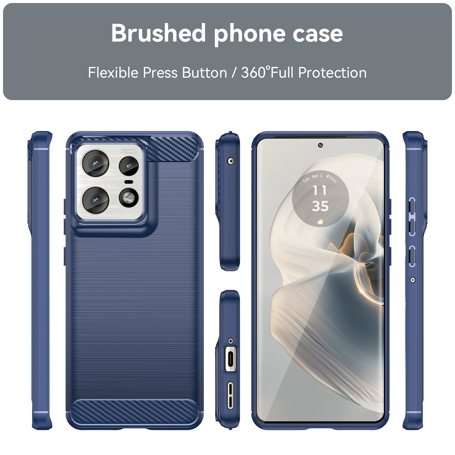 Motorola Moto Edge 50 Pro Carbon Fibre Brushed Case (Navy)