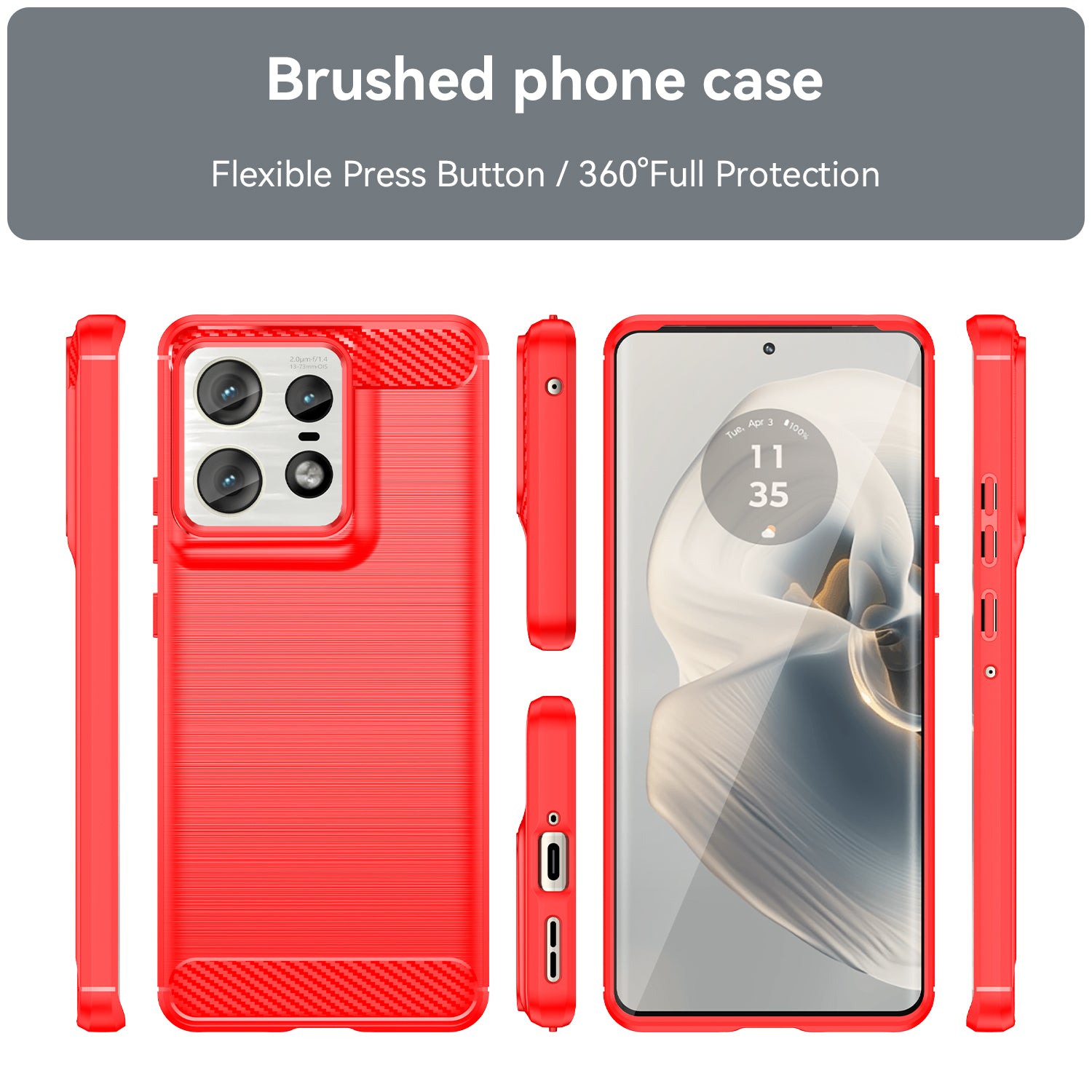 Motorola Moto Edge 50 Pro Carbon Fibre Brushed Case (Red)