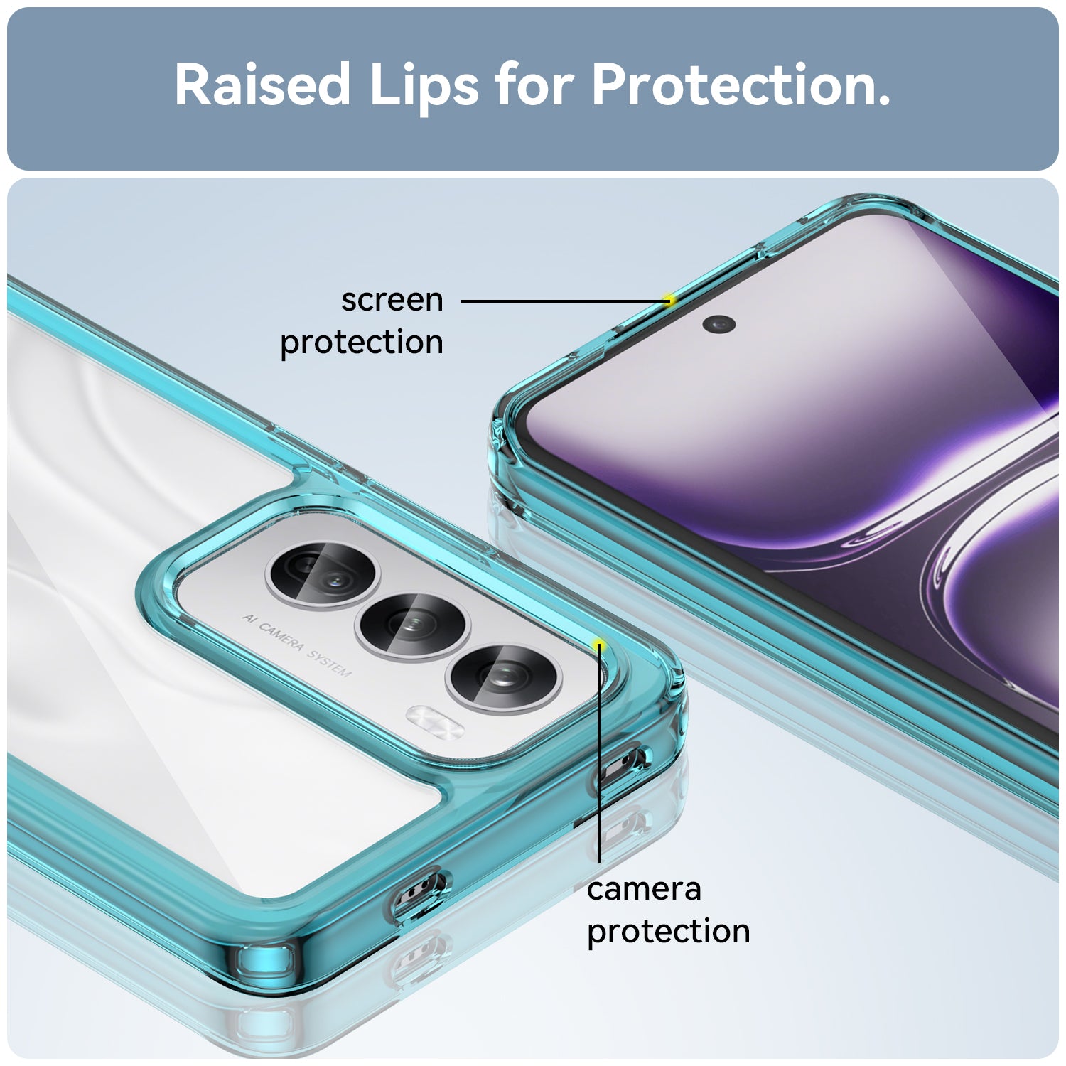 OPPO Reno 12 Soft TPU Bumper Case (Clear Blue)