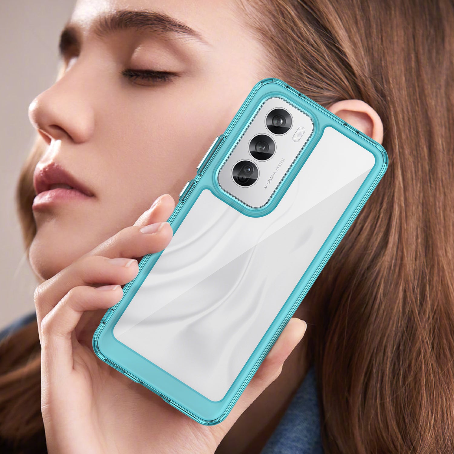 OPPO Reno 12 Soft TPU Bumper Case (Clear Blue)