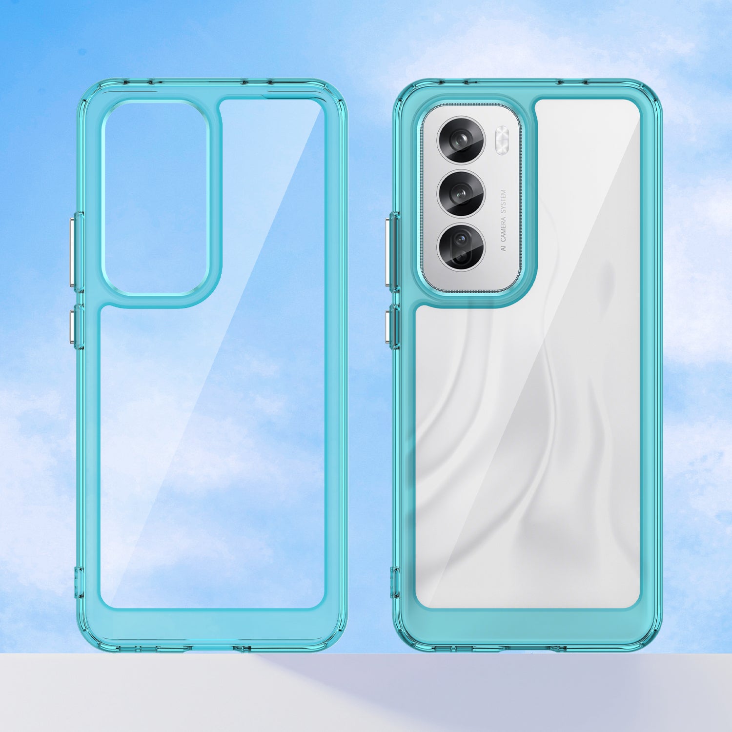 OPPO Reno 12 Soft TPU Bumper Case (Clear Blue)