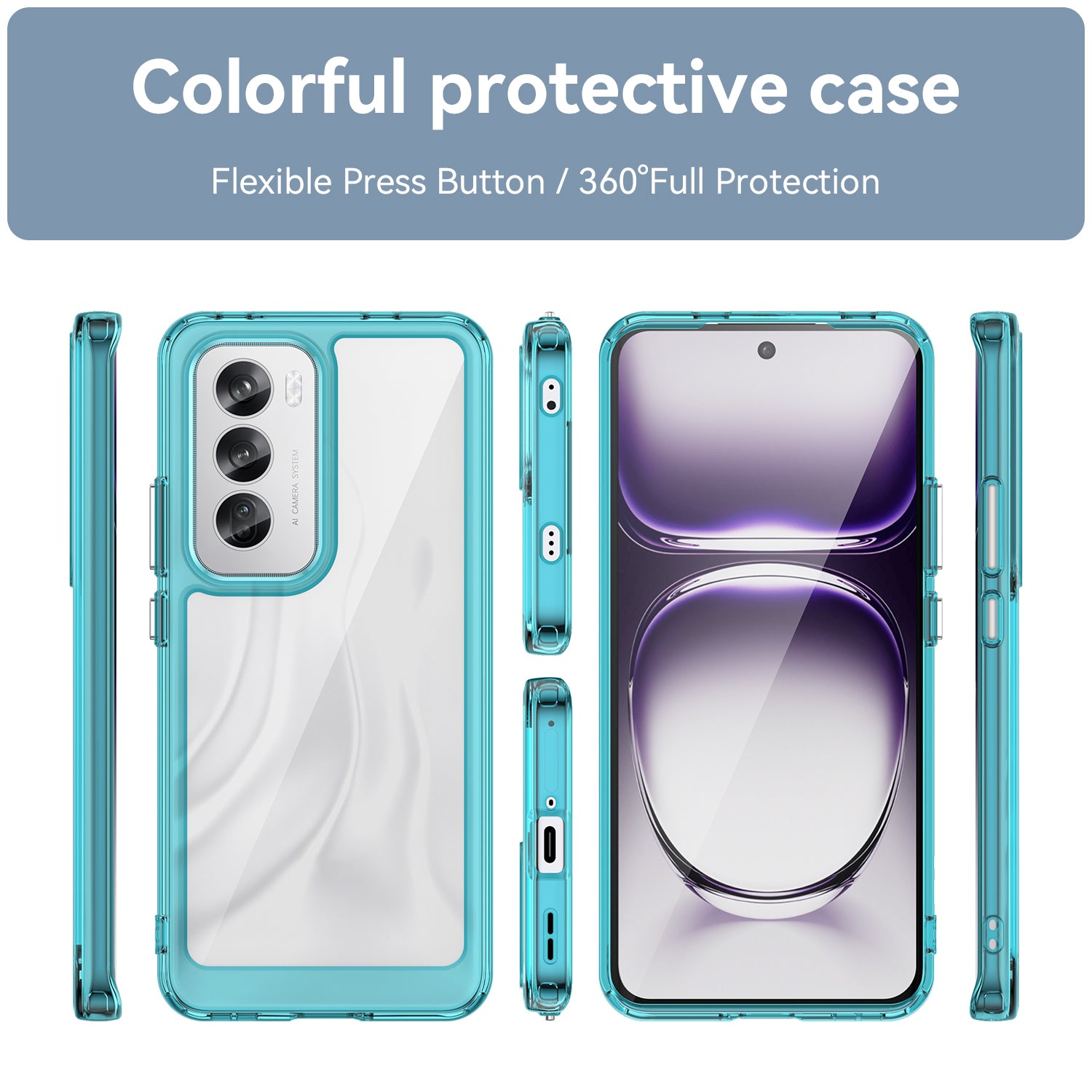 OPPO Reno 12 Soft TPU Bumper Case (Clear Blue)