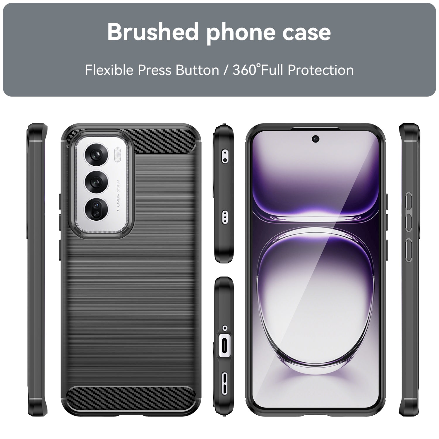 OPPO Reno 12 Carbon Fibre Brushed Case (Black)