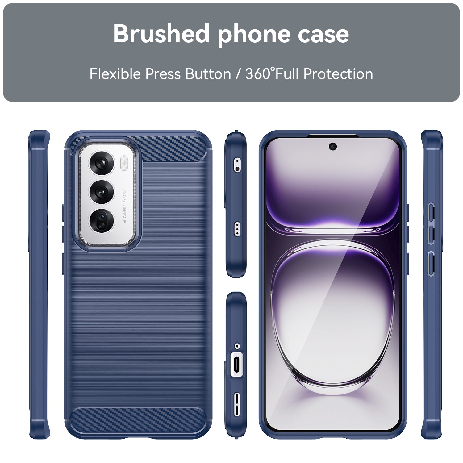 OPPO Reno 12 Carbon Fibre Brushed Case (Navy)