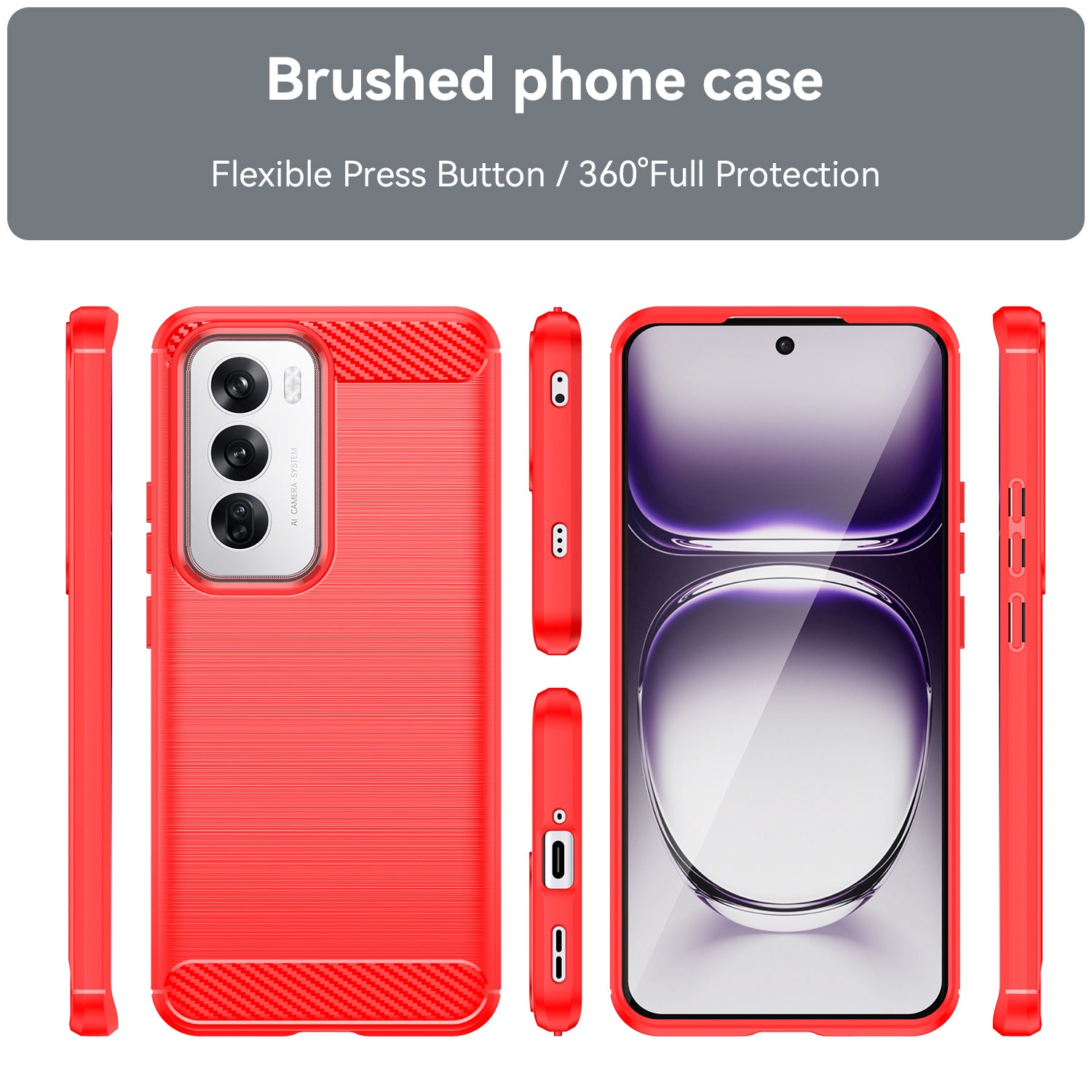 OPPO Reno 12 Carbon Fibre Brushed Case (Red)